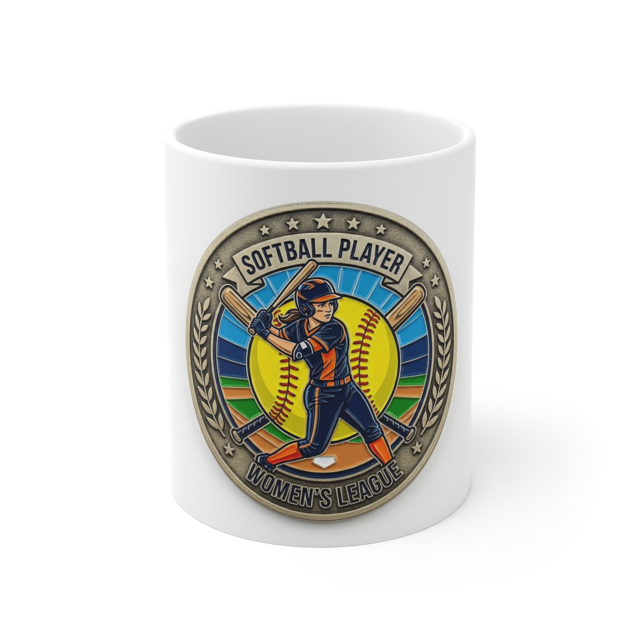 Softball Player 11oz Mug — Women's League Baseball Style Coffee Cup