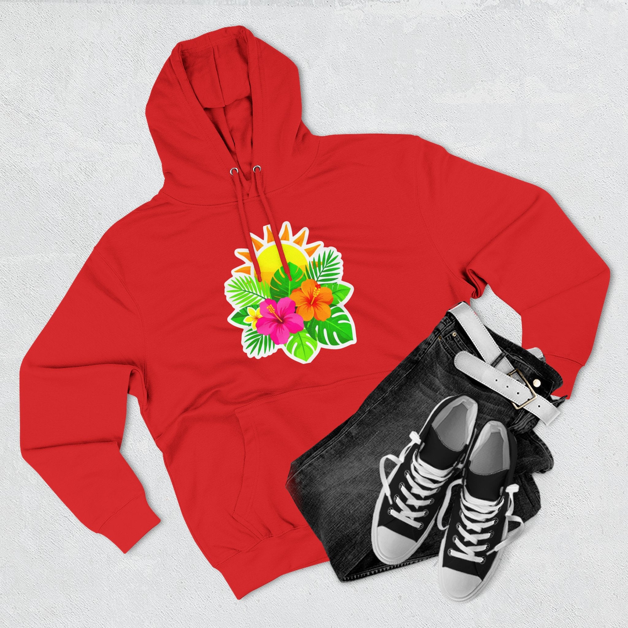 Tropical Hibiscus Hoodie — Sun & Palm Floral Pullover
