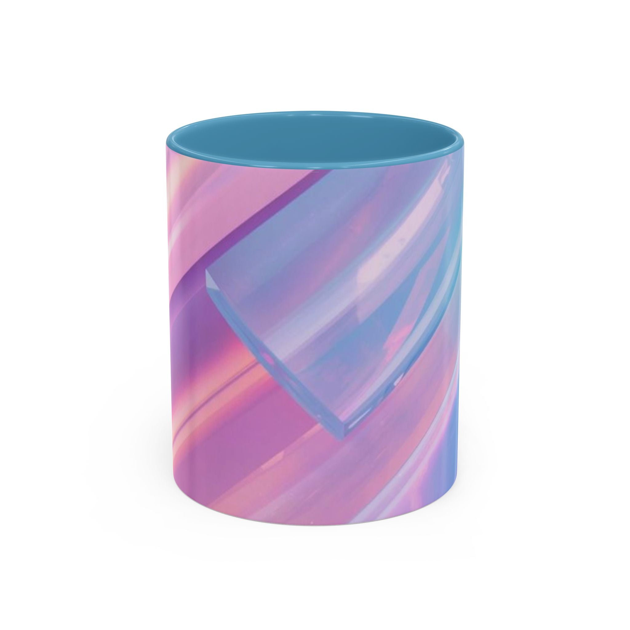 Pastel Swirl Accent Coffee Mug — Iridescent Pink & Blue 11/15oz