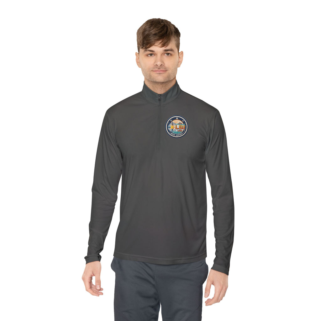 LBI Logo Cozy Crew Quarter-Zip Pullover — Retro Sunset