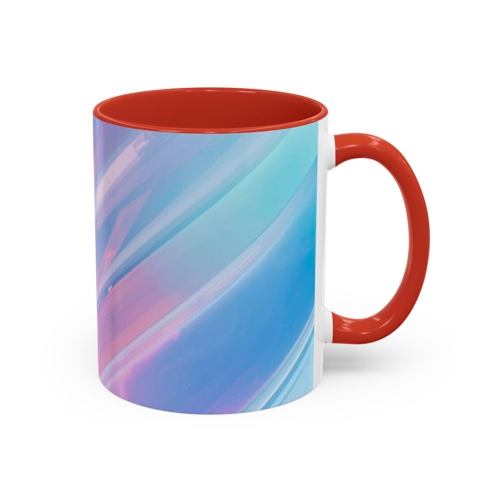 Pastel Swirl Accent Coffee Mug — Iridescent Pink & Blue 11/15oz