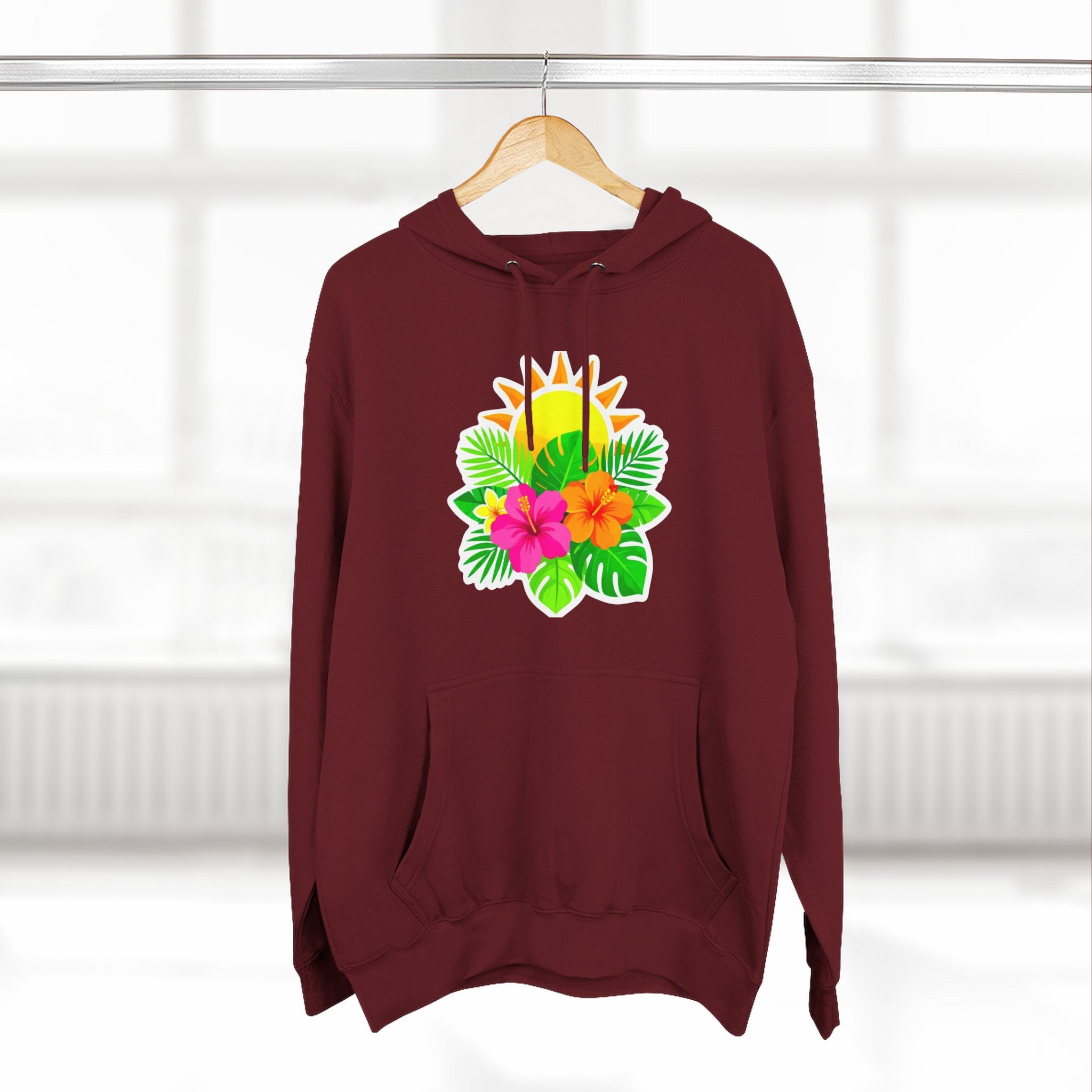 Tropical Hibiscus Hoodie — Sun & Palm Floral Pullover