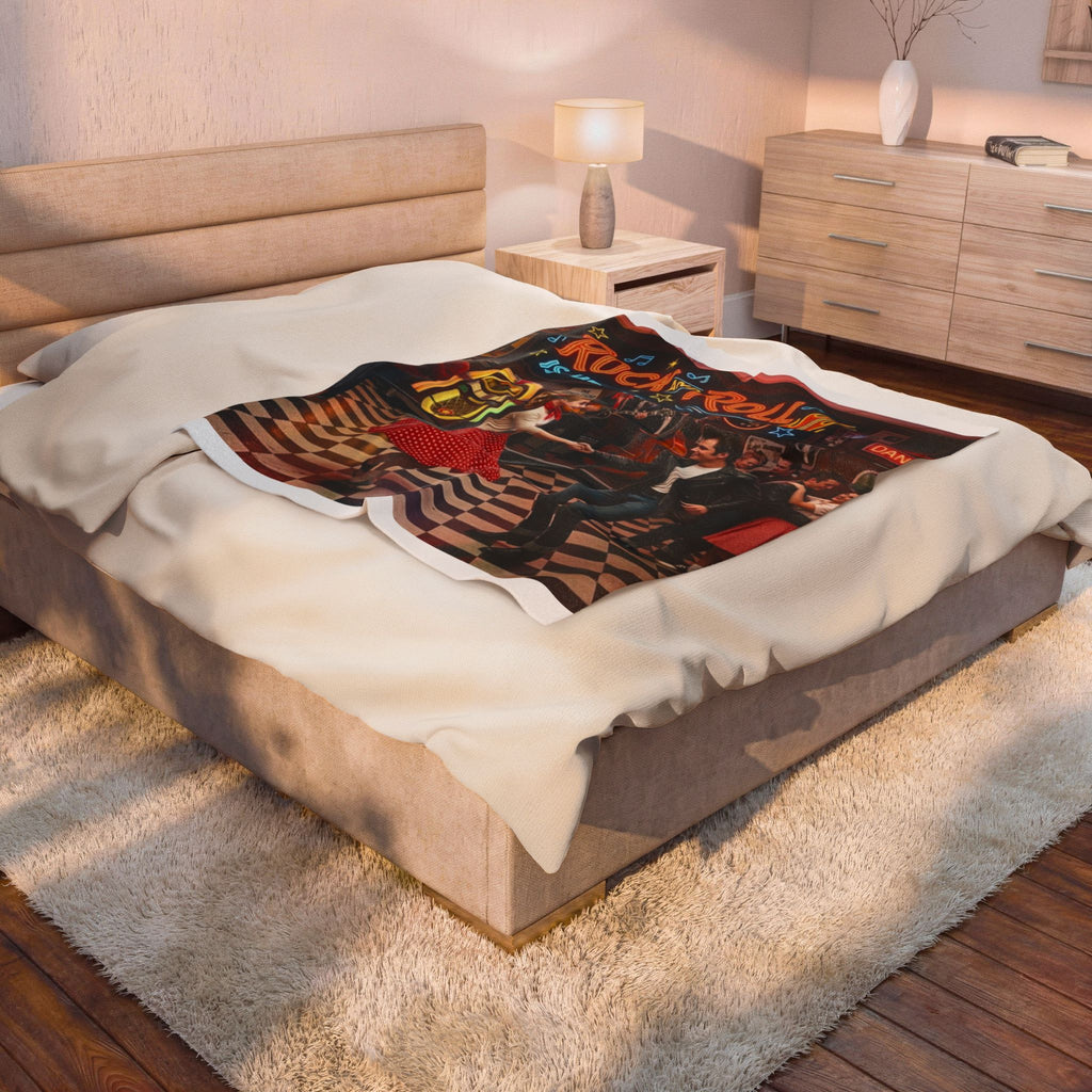 Rock and Roll Plush Blanket — 'Rock and Roll Is Here to Stay' Retro Dance Throw