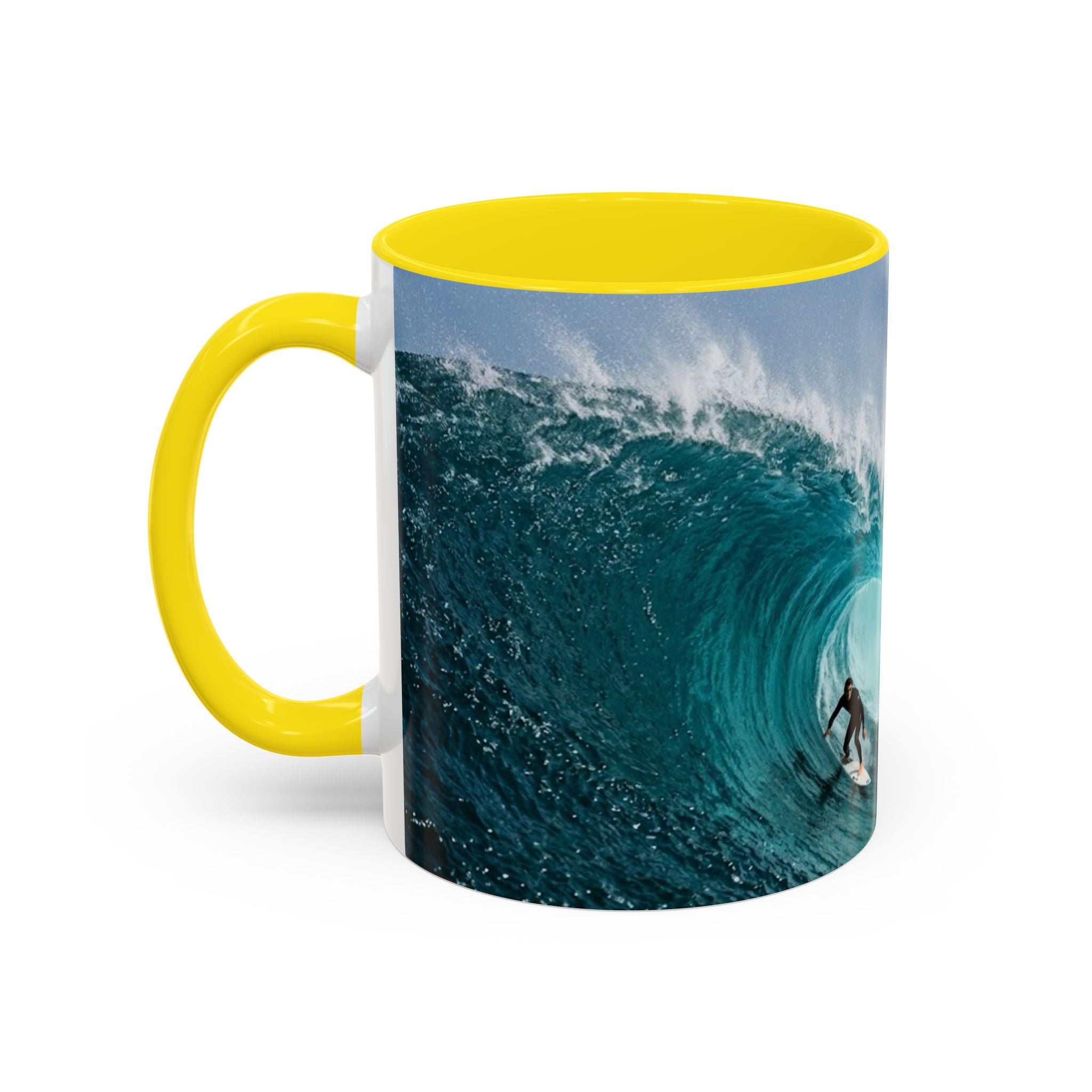 Surfing Wave Accent Coffee Mug — Ocean Beach Surfboard Photo 11/15oz