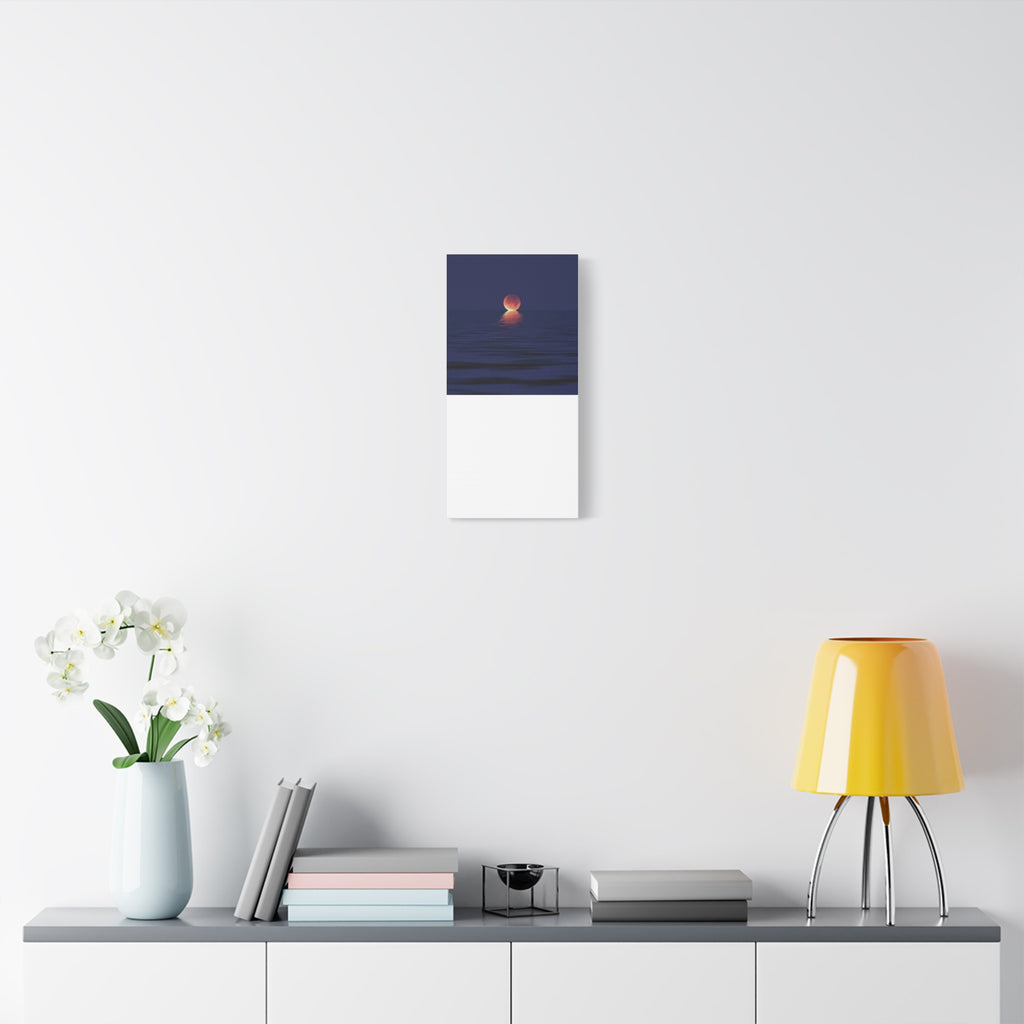 Lunar Reflection Canvas Art — Moonrise Over Calm Sea Stretched Matte Wall Art
