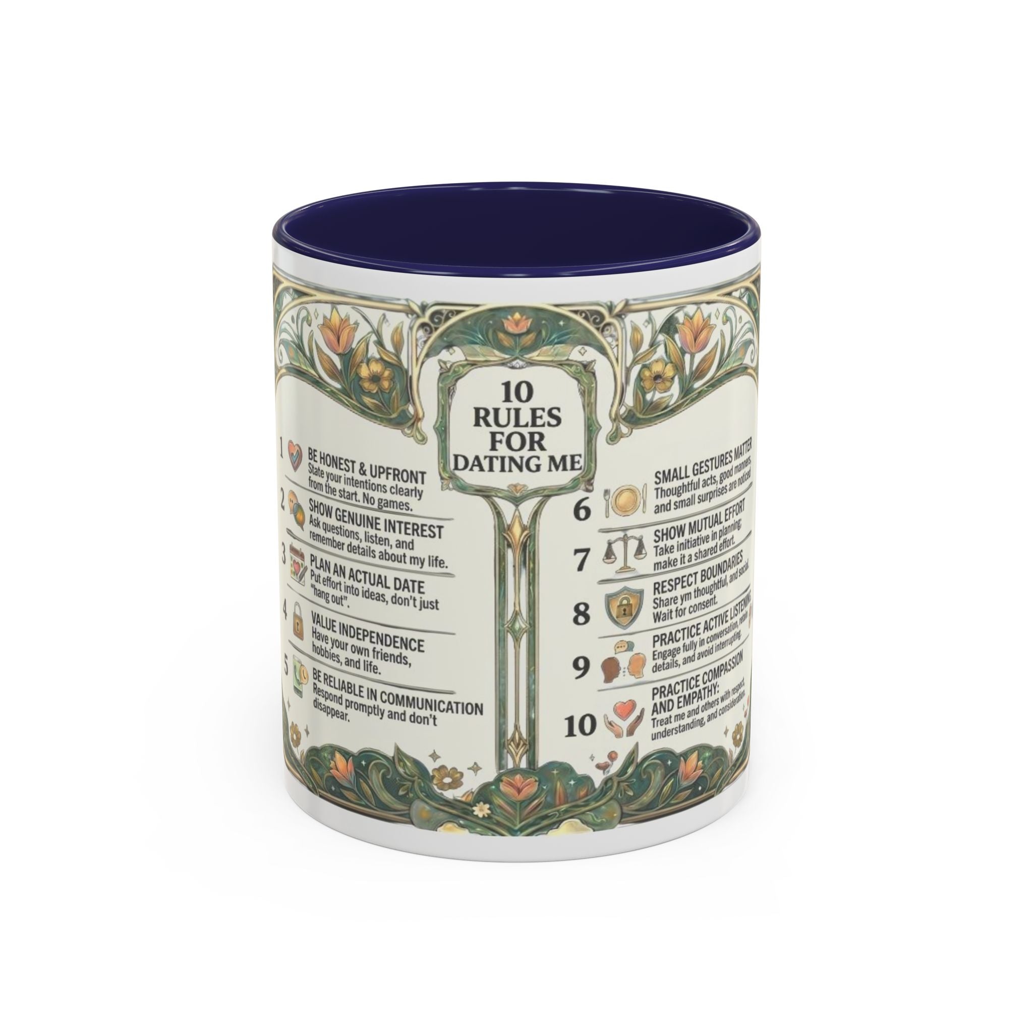Accent Mug — '10 Rules for Dating Me' Decorative Coffee Cup