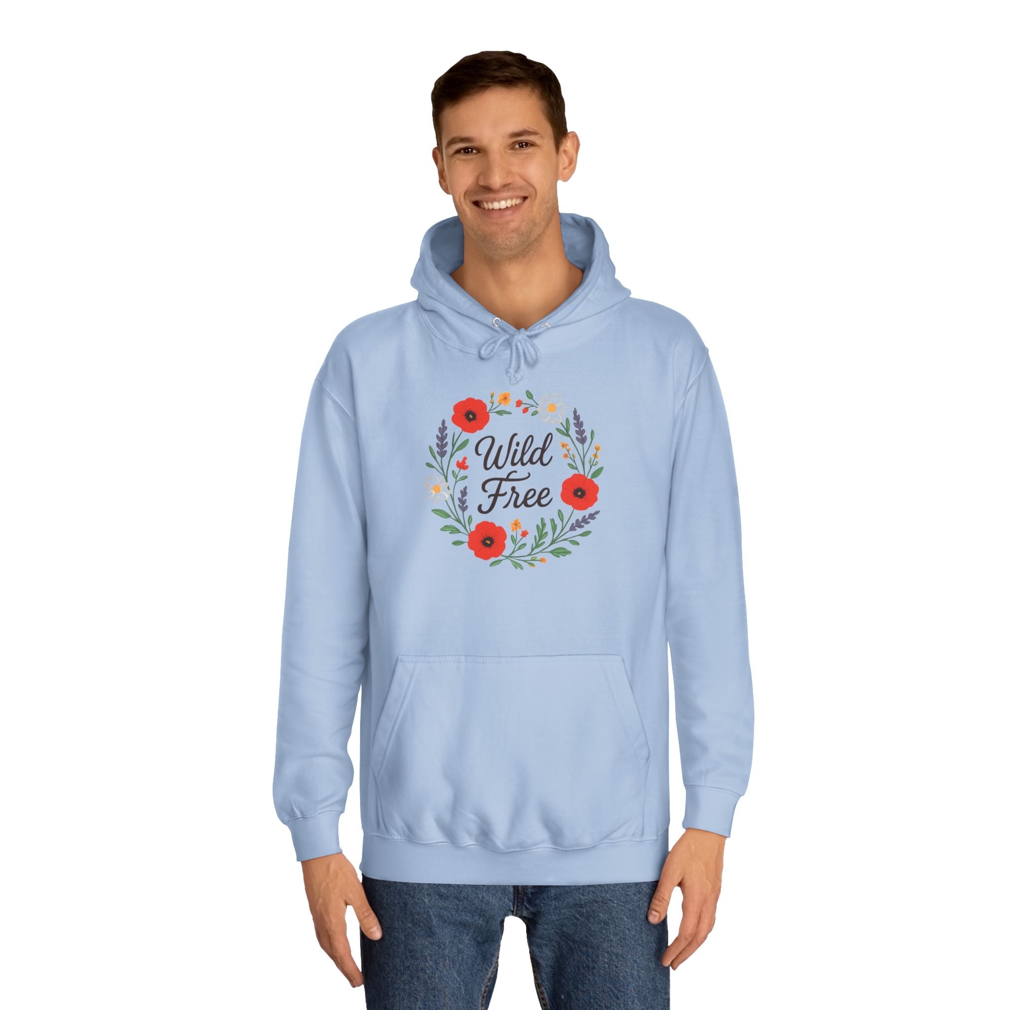 Wild & Free Floral Hoodie — Women's Boho Inspirational Sweatshirt