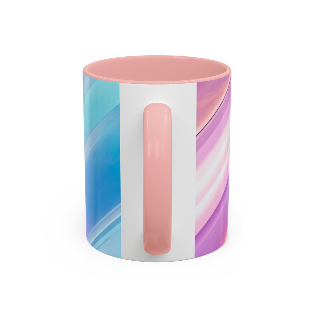 Pastel Swirl Accent Coffee Mug — Iridescent Pink & Blue 11/15oz