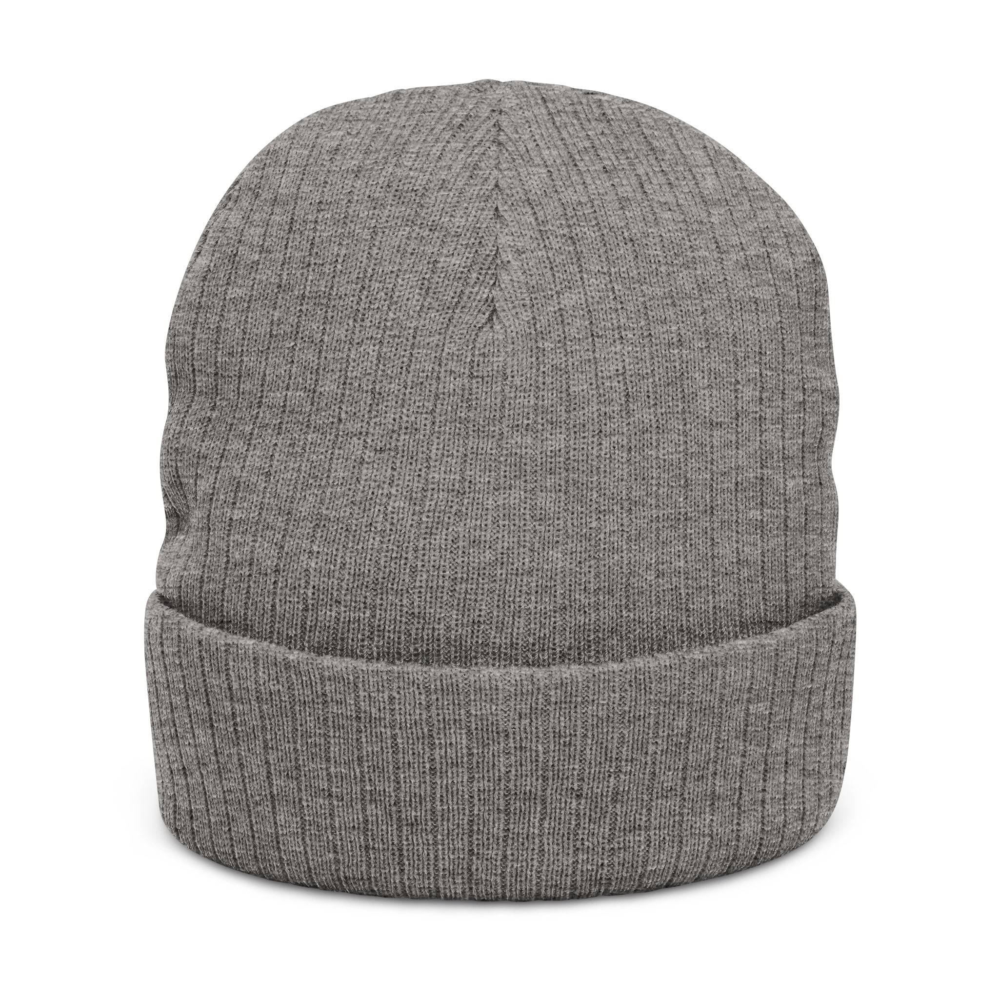 Embroidered Blue Lion Ribbed Beanie — Warm Knit Hat for Men & Women