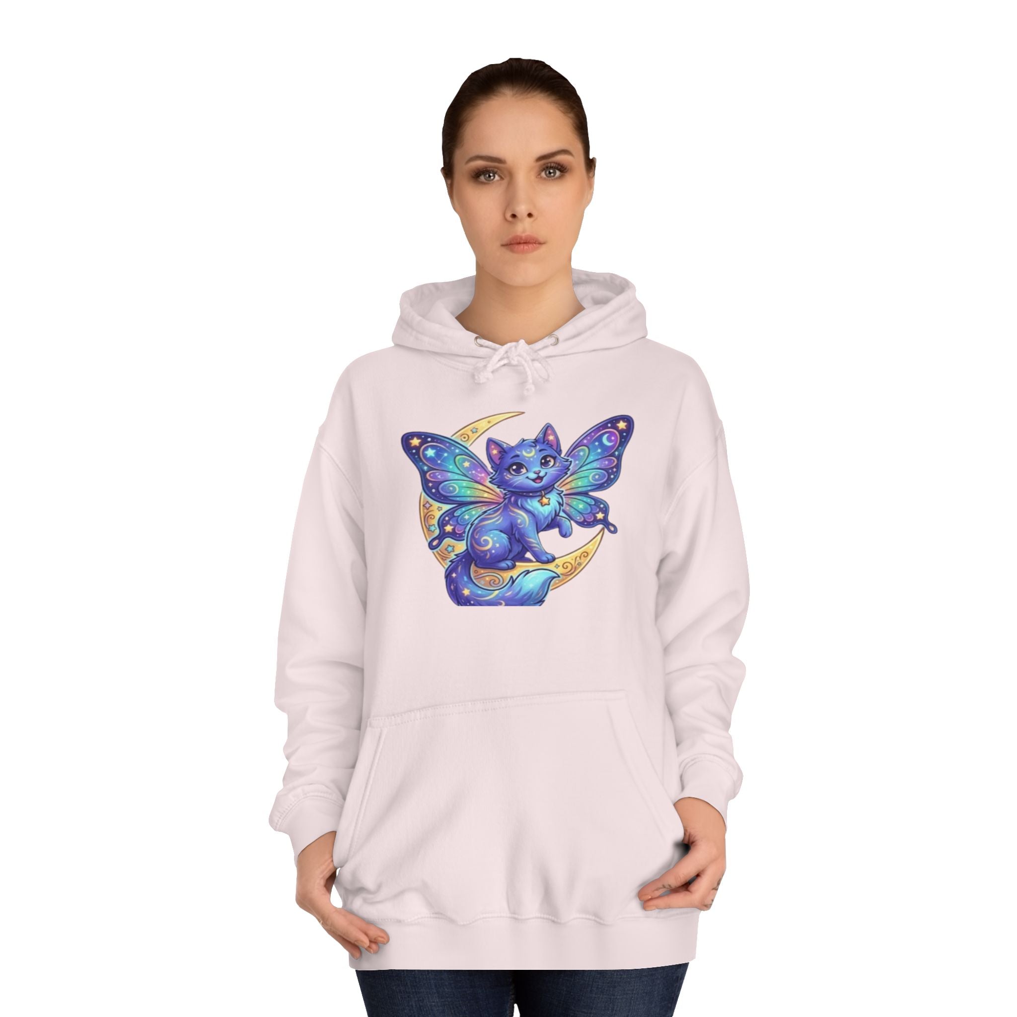 Butterfly Cat Hoodie — Cosmic Purple Kitty Graphic Pullover
