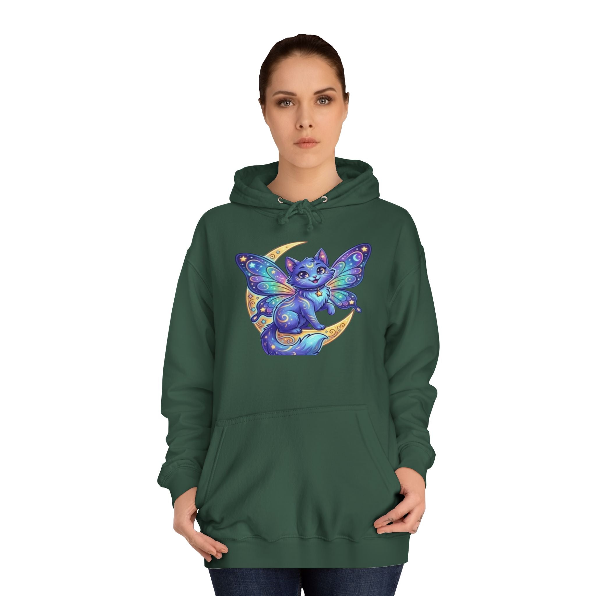 Butterfly Cat Hoodie — Cosmic Purple Kitty Graphic Pullover