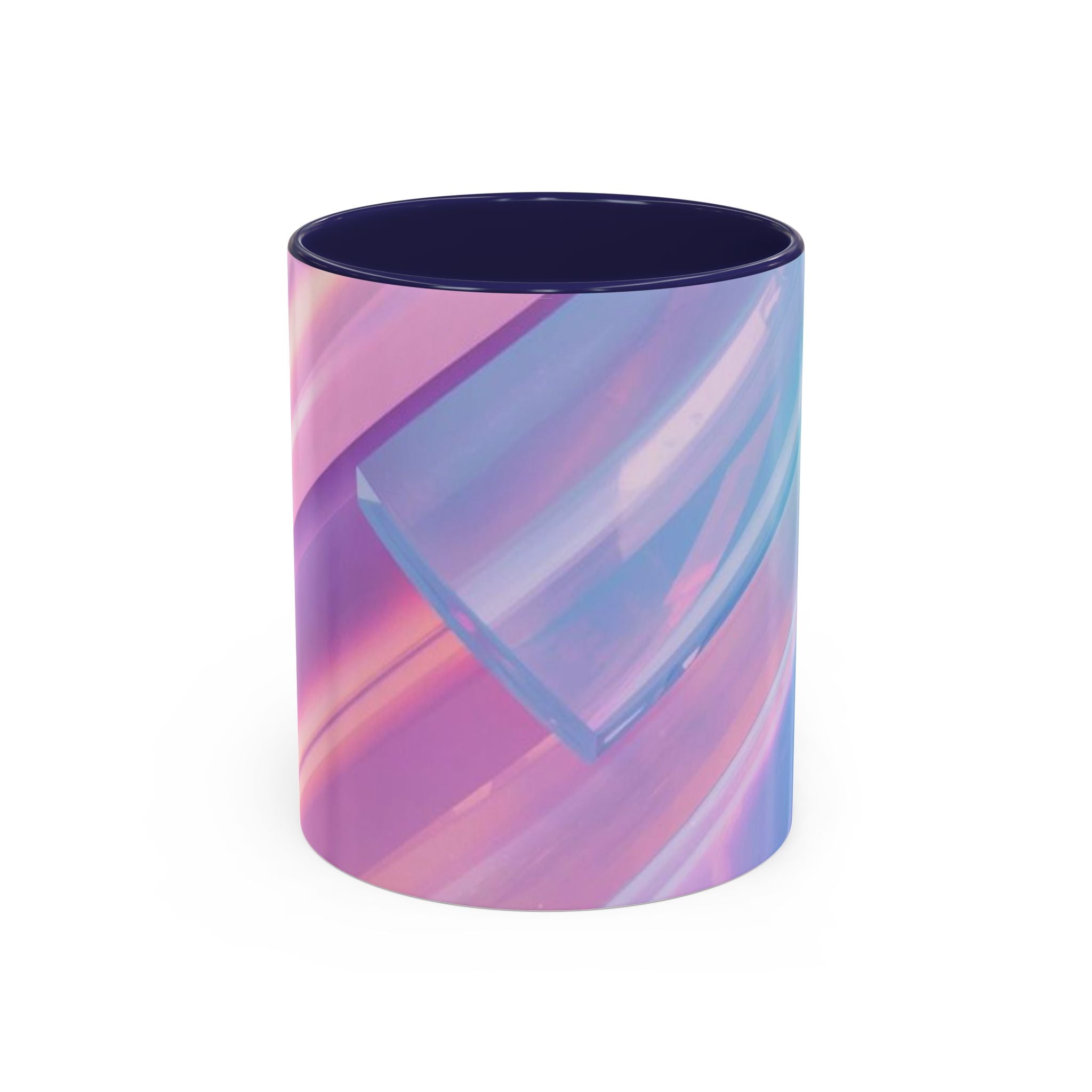 Pastel Swirl Accent Coffee Mug — Iridescent Pink & Blue 11/15oz