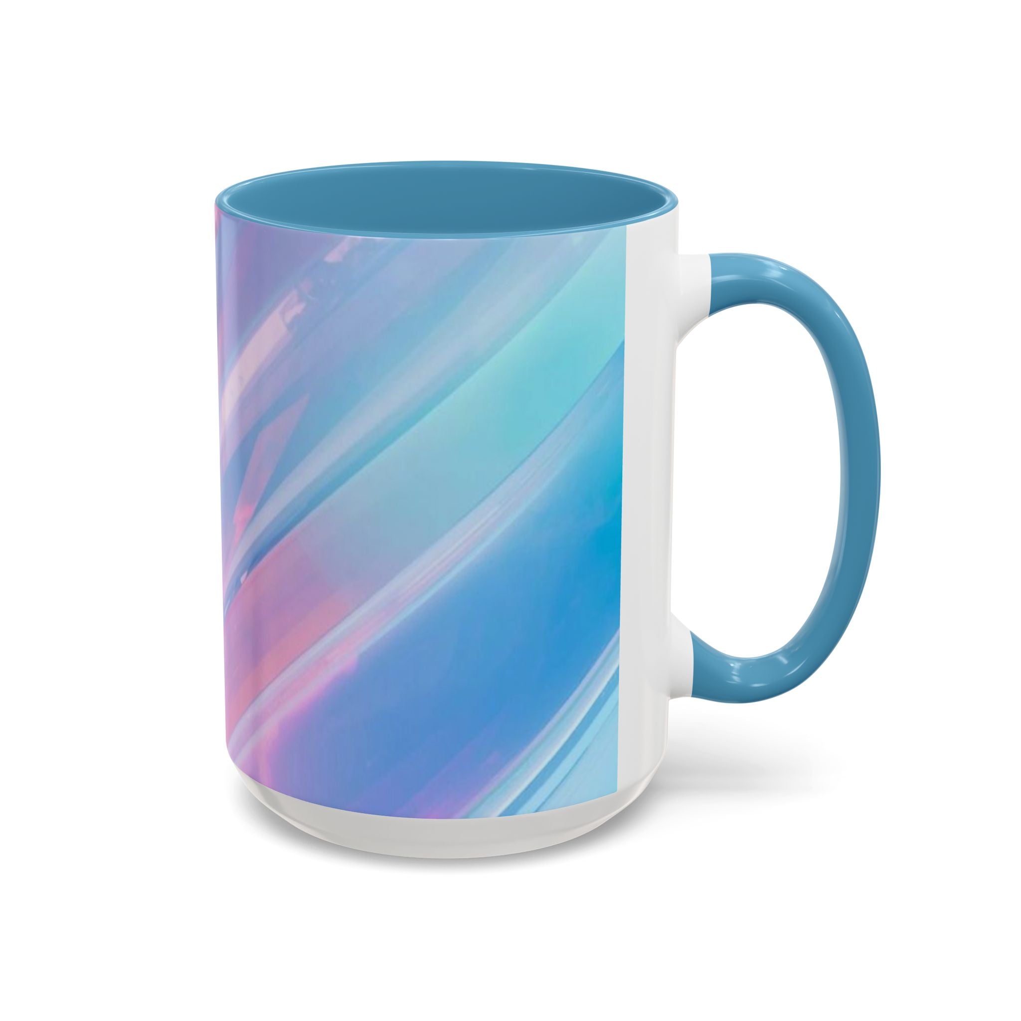 Pastel Swirl Accent Coffee Mug — Iridescent Pink & Blue 11/15oz