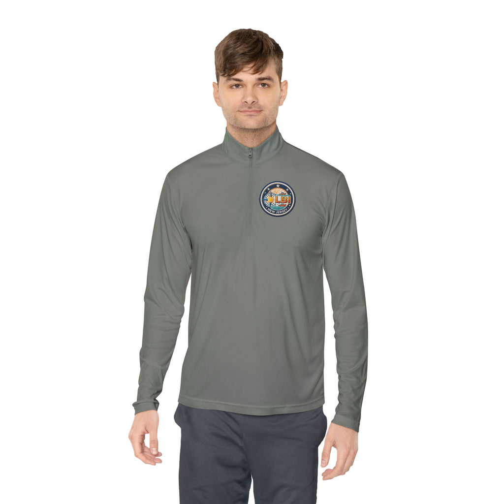 LBI Logo Cozy Crew Quarter-Zip Pullover — Retro Sunset