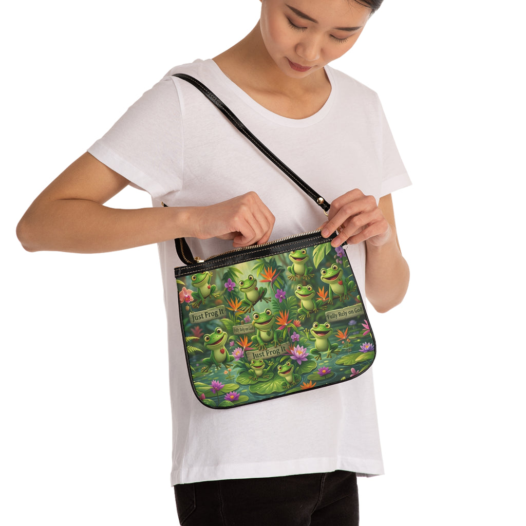 Frog Pond Shoulder Bag — 'Just Frog It' Cute Lily Pad Crossbody