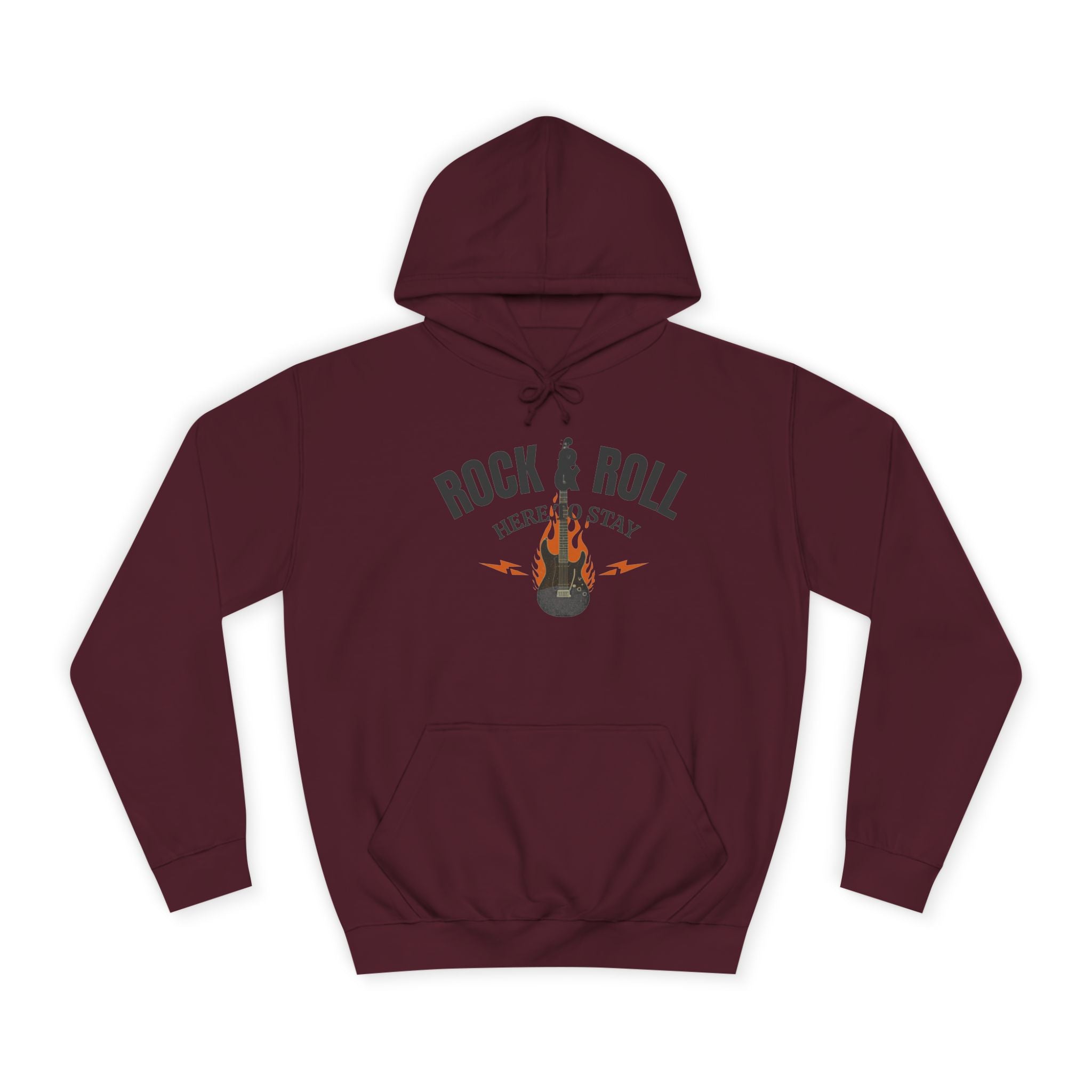 Rock & Roll Flame Guitar Hoodie — Vintage Music College Sweatshirt