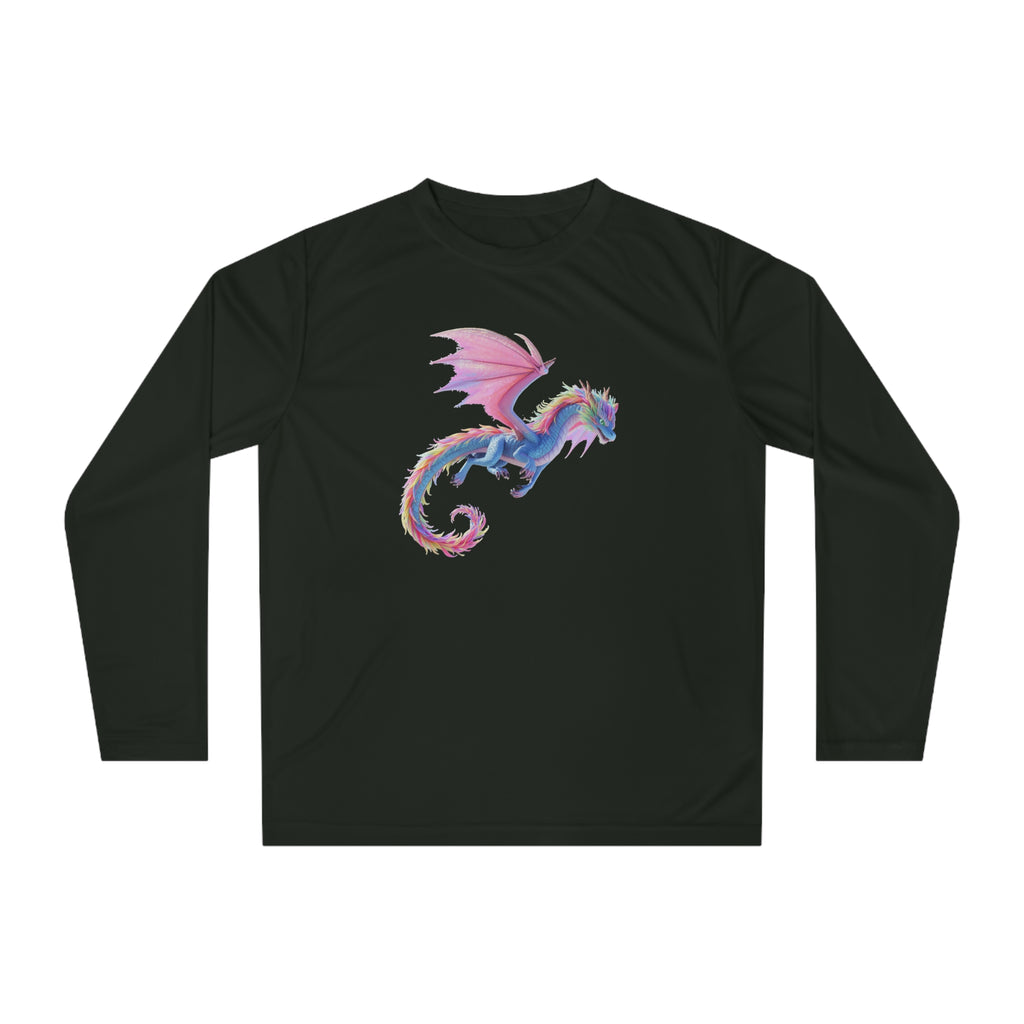 Pastel Dragon Performance Long Sleeve Shirt — Fantasy Cute Winged Dragon Tee