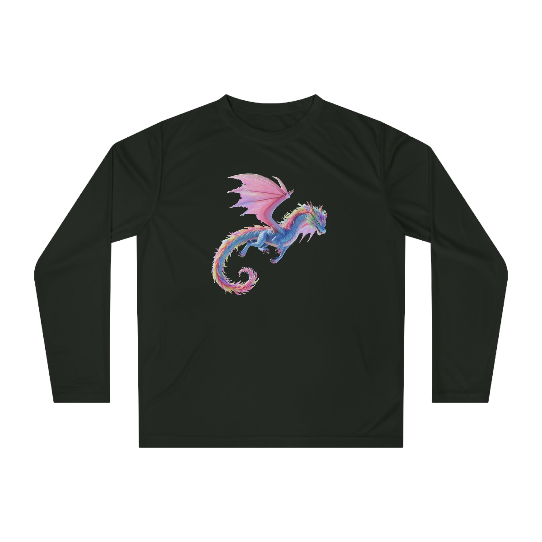 Pastel Dragon Performance Long Sleeve Shirt — Fantasy Cute Winged Dragon Tee