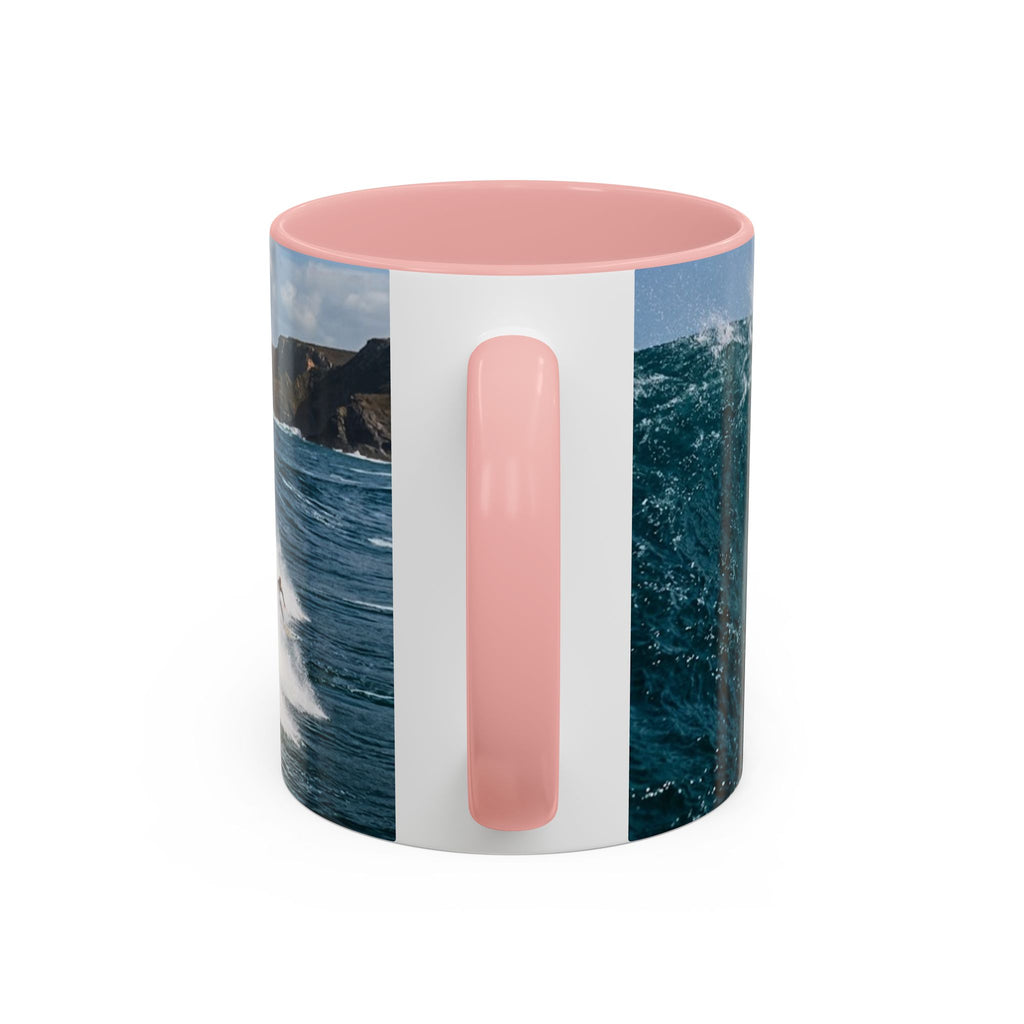 Surfing Wave Accent Coffee Mug — Ocean Beach Surfboard Photo 11/15oz