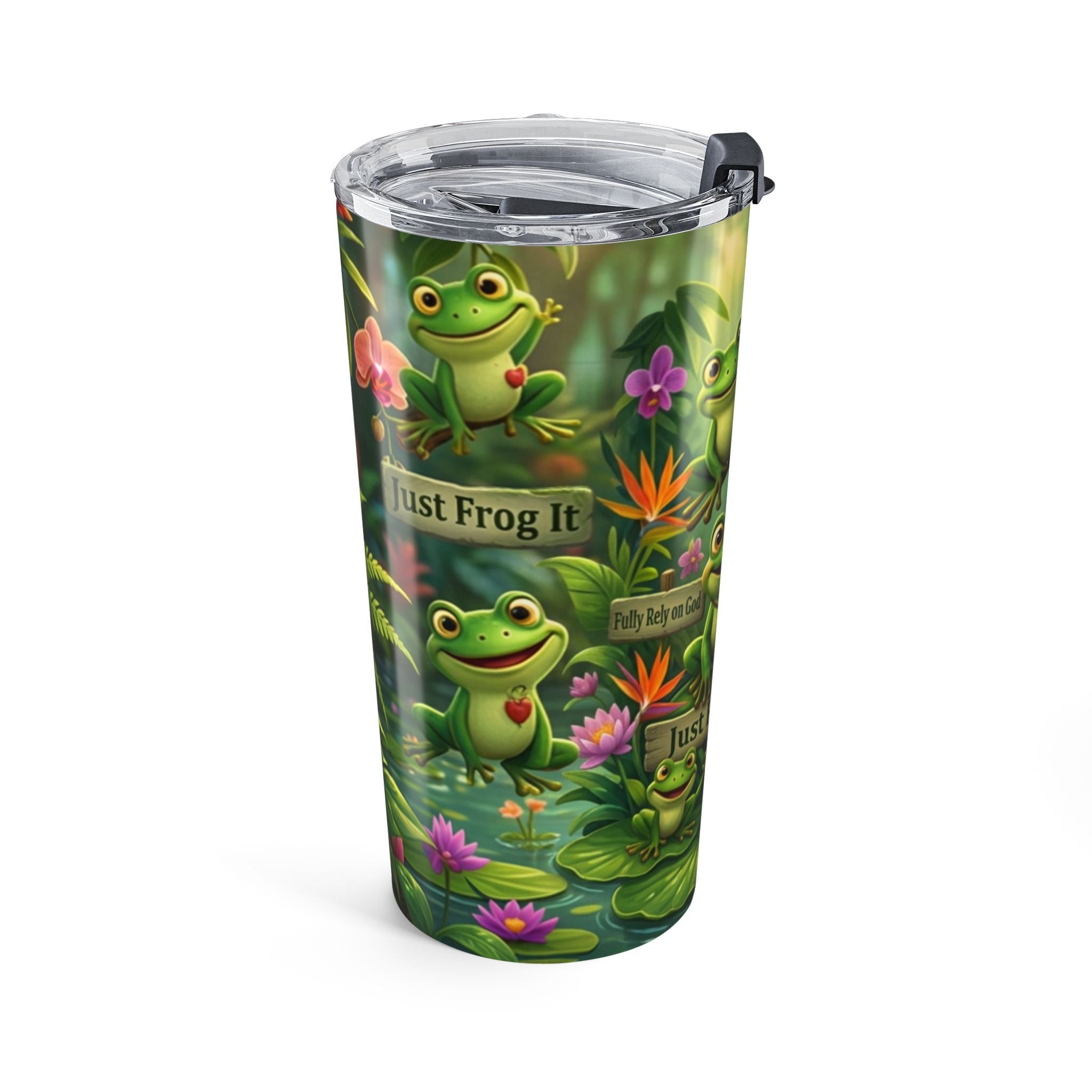 Frog Jungle 20oz Tumbler — Cute Frogs & Floral Travel Cup
