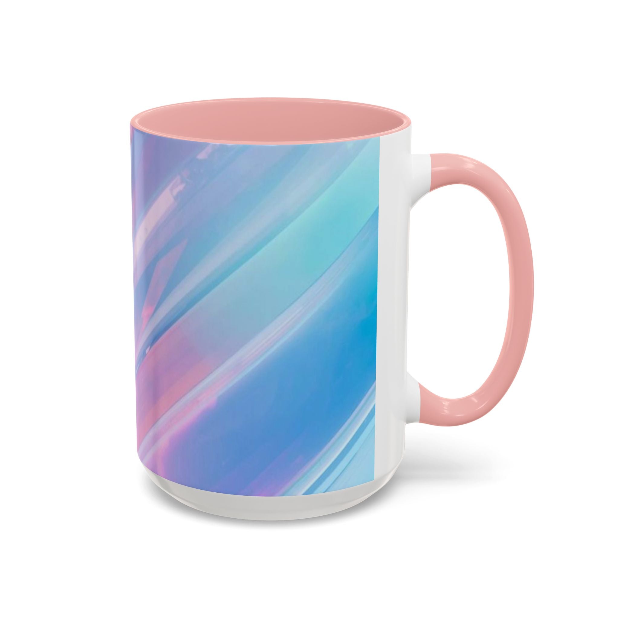 Pastel Swirl Accent Coffee Mug — Iridescent Pink & Blue 11/15oz