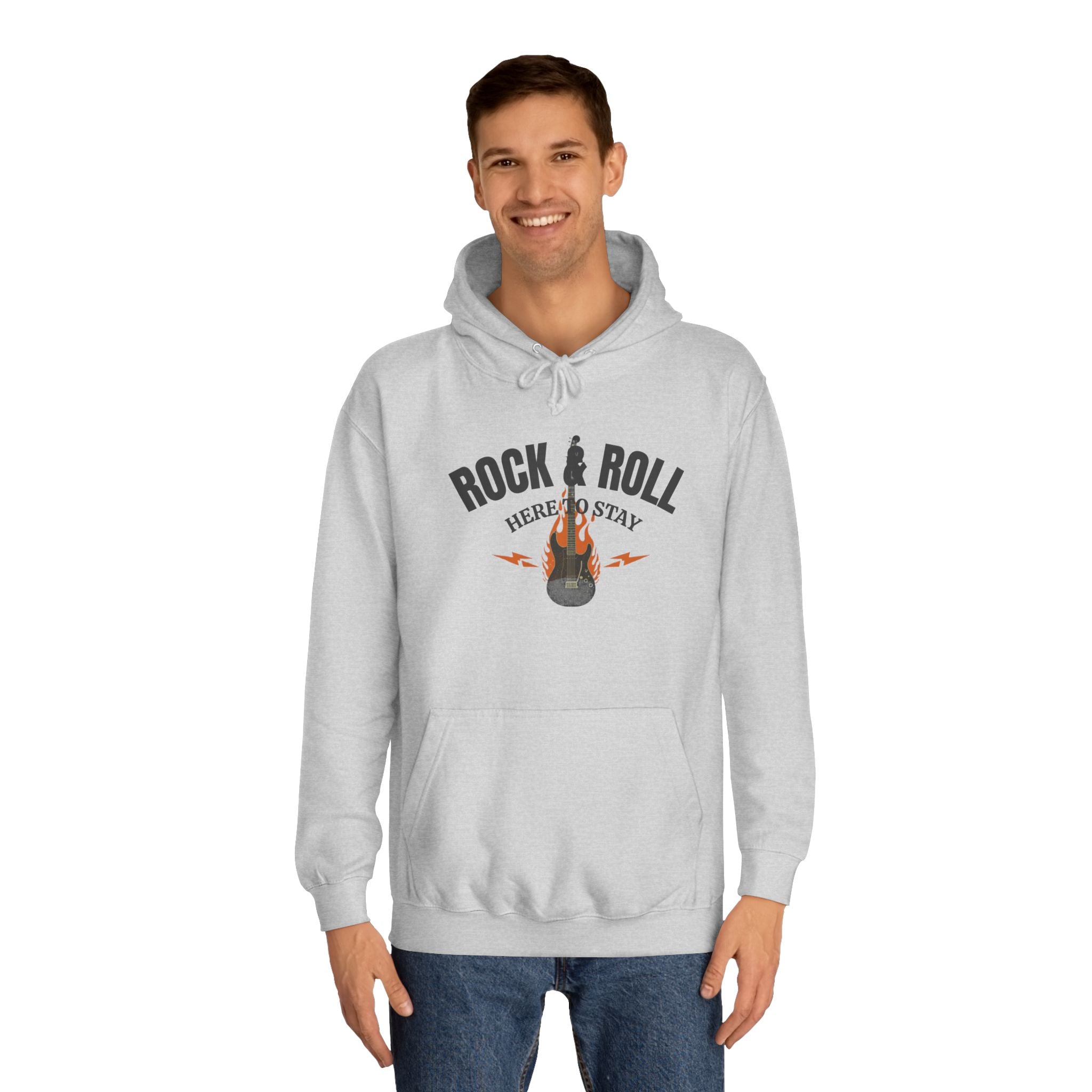 Rock & Roll Flame Guitar Hoodie — Vintage Music College Sweatshirt