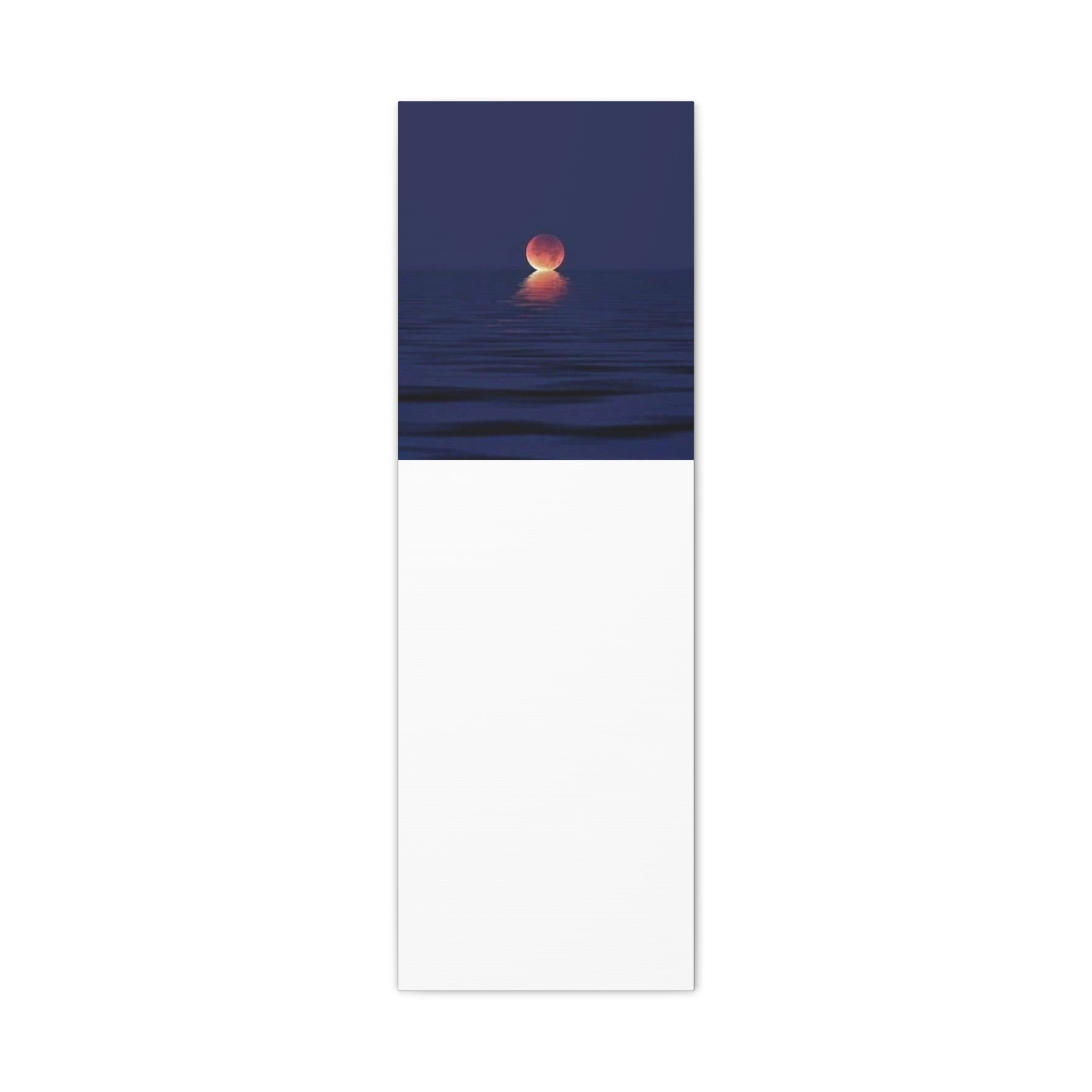 Lunar Reflection Canvas Art — Moonrise Over Calm Sea Stretched Matte Wall Art