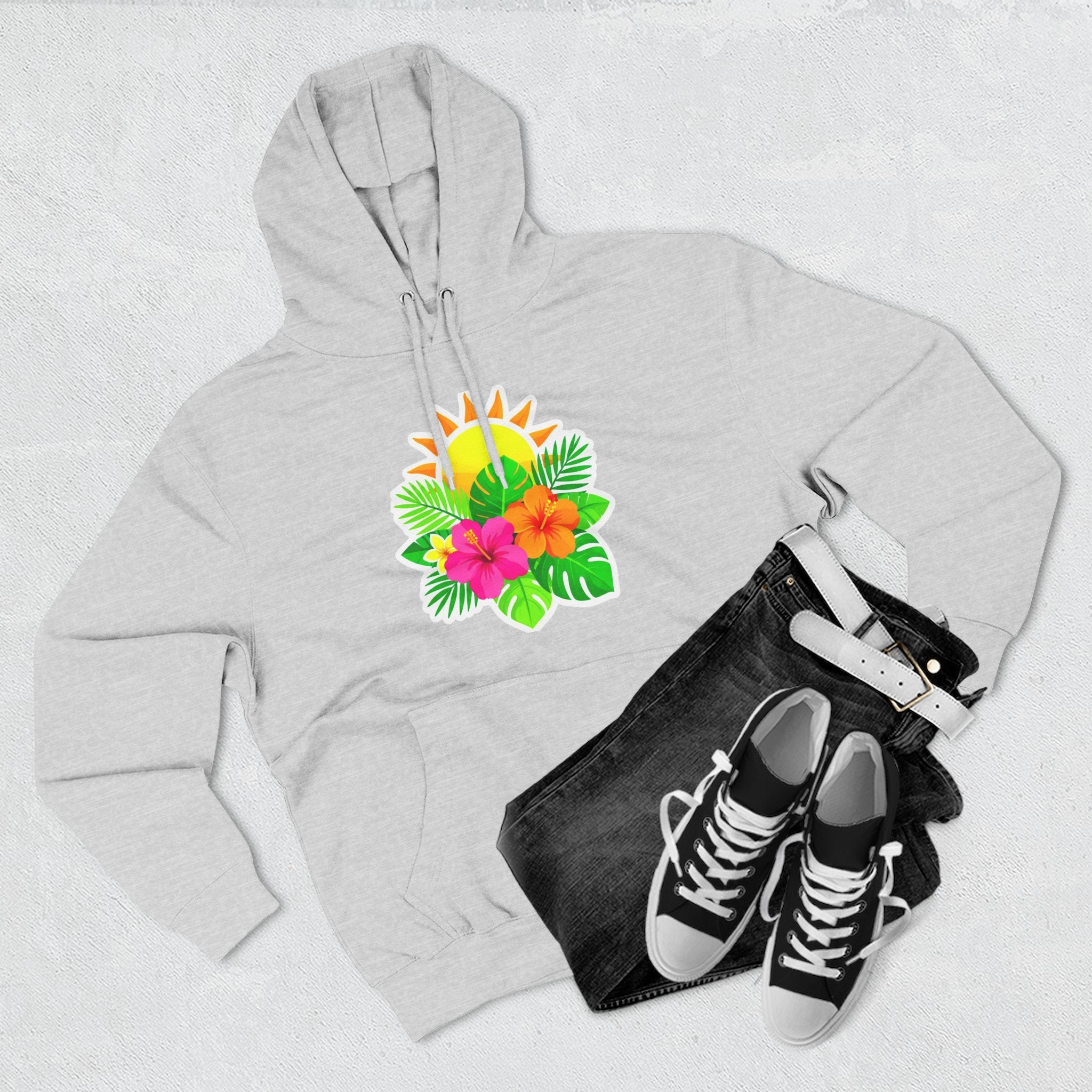 Tropical Hibiscus Hoodie — Sun & Palm Floral Pullover