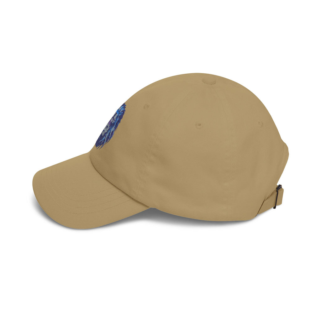 Lion Head Dad Cap — Blue Watercolor Embroidered Baseball Hat