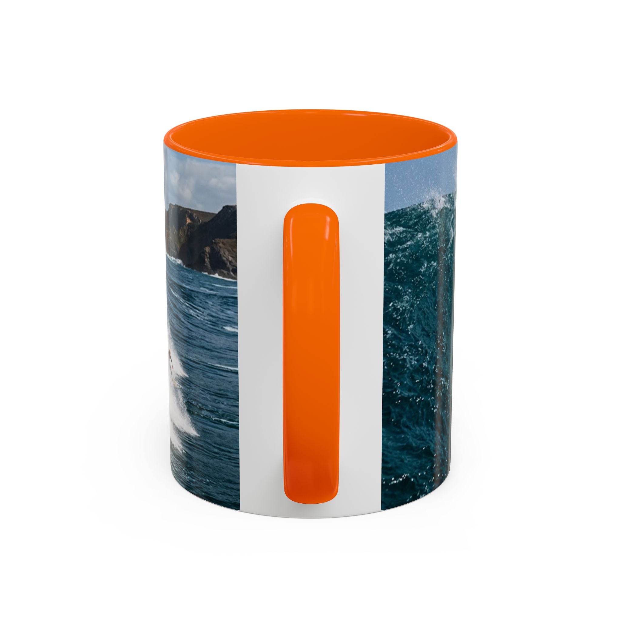 Surfing Wave Accent Coffee Mug — Ocean Beach Surfboard Photo 11/15oz