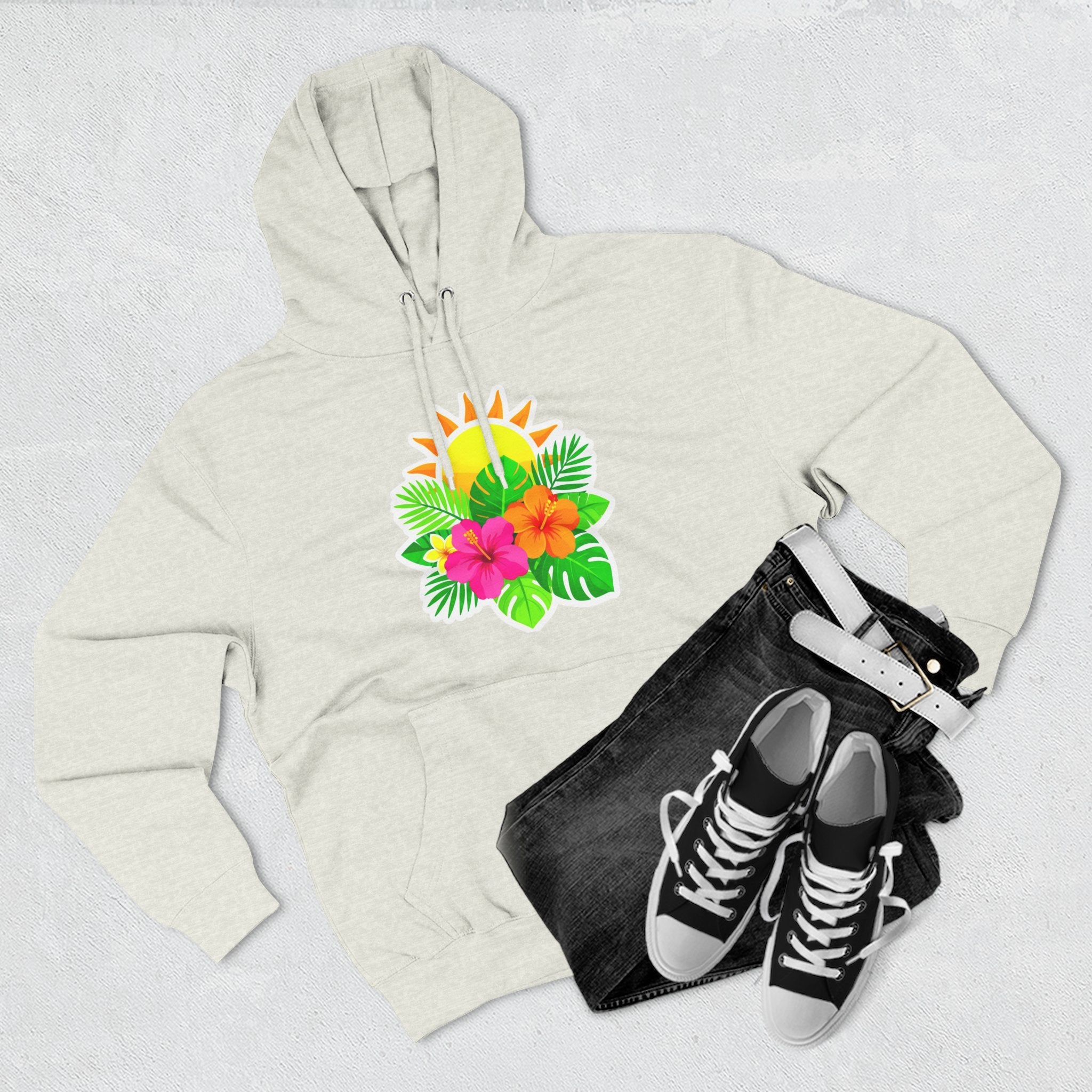 Tropical Hibiscus Hoodie — Sun & Palm Floral Pullover