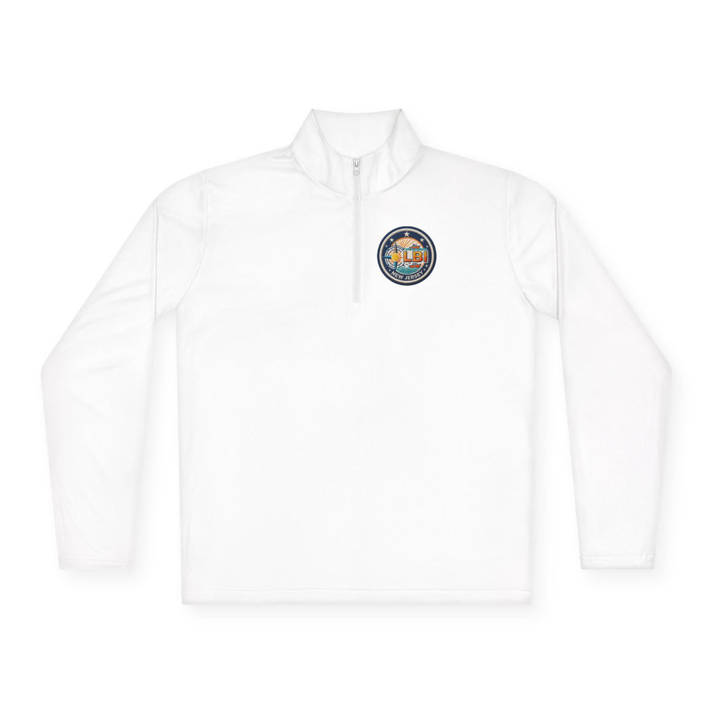 LBI Logo Cozy Crew Quarter-Zip Pullover — Retro Sunset