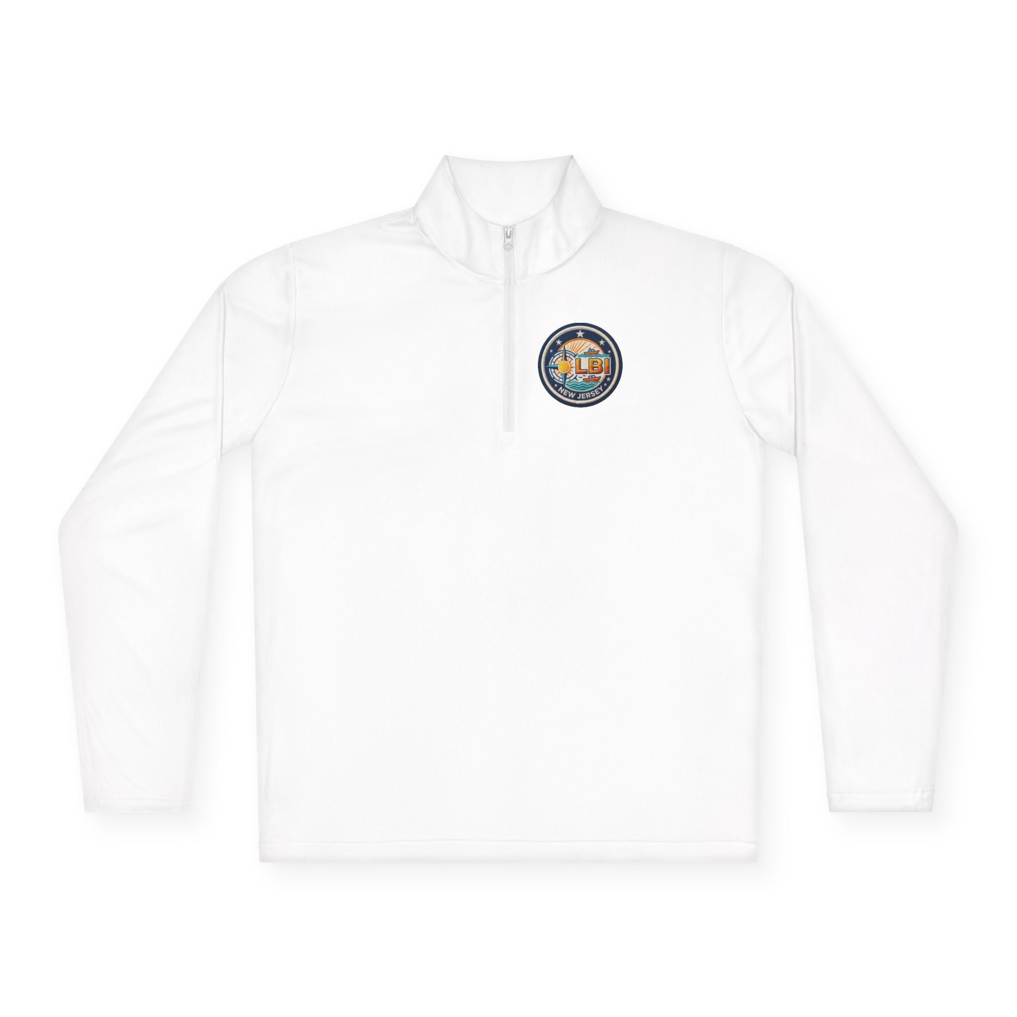 LBI Logo Cozy Crew Quarter-Zip Pullover — Retro Sunset
