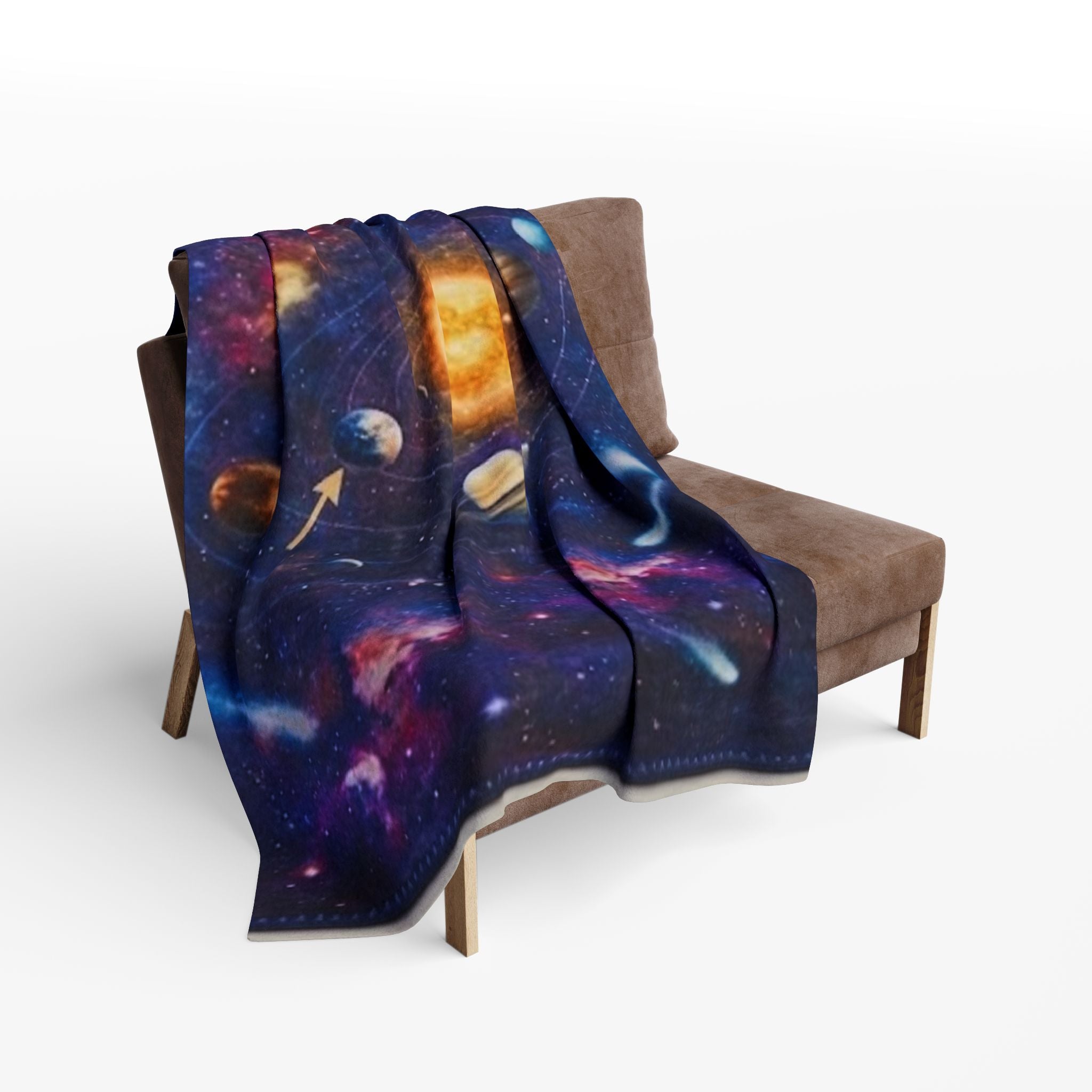 Solar System Galaxy Fleece Blanket — Space Planets & Comets Throw