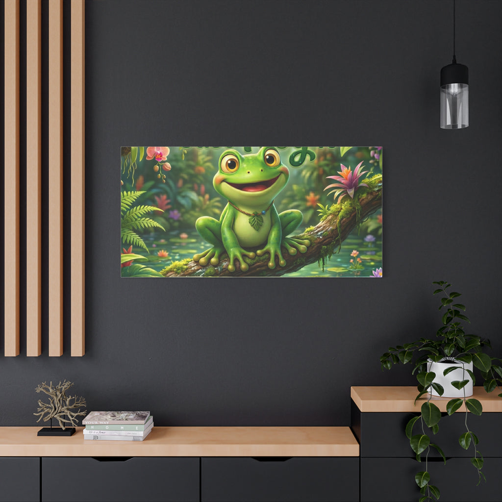 Just Frog It Canvas Wall Art — "Fully Rely on God" Inspirational Frog Print