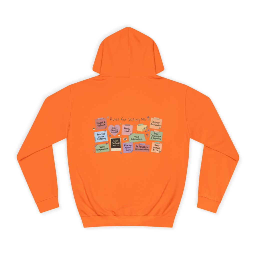 College Hoodie — Retro Sticky Notes Back Print, Cute Study Vibes