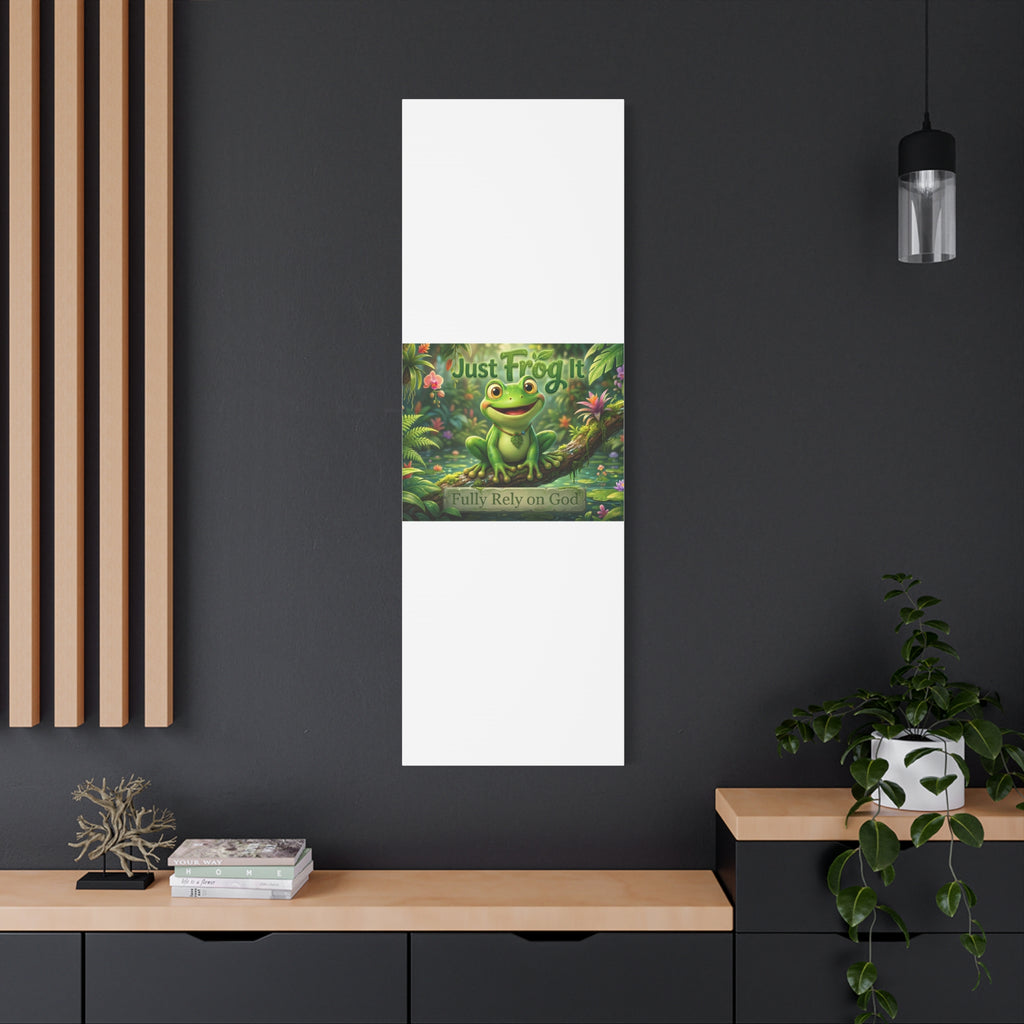 Just Frog It Canvas Wall Art — "Fully Rely on God" Inspirational Frog Print