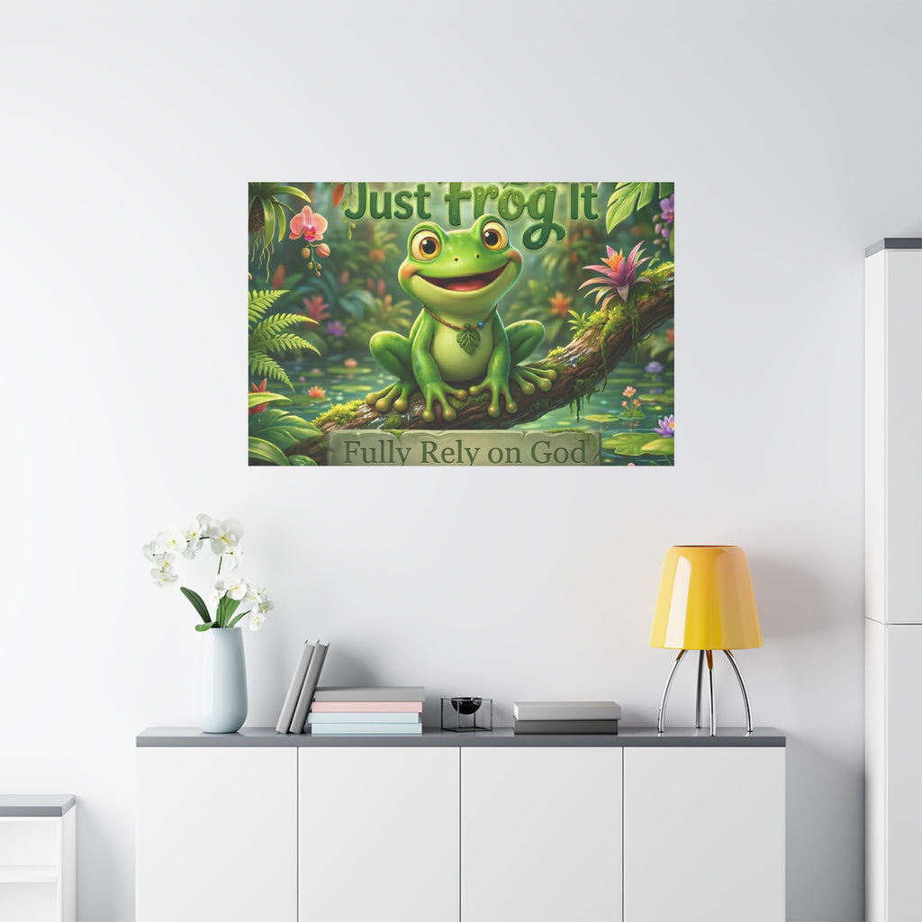 Just Frog It Canvas Wall Art — "Fully Rely on God" Inspirational Frog Print