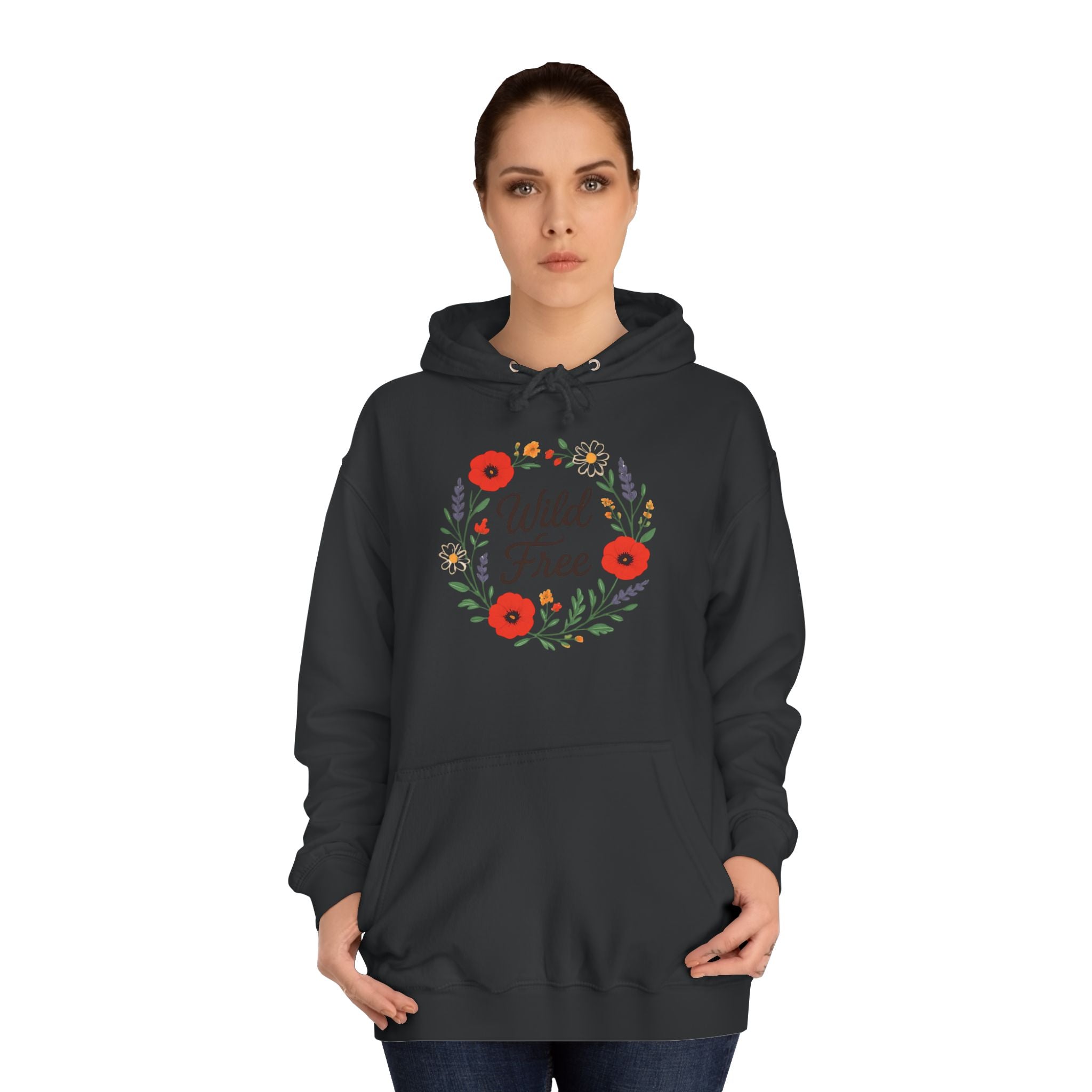 Wild & Free Floral Hoodie — Women's Boho Inspirational Sweatshirt