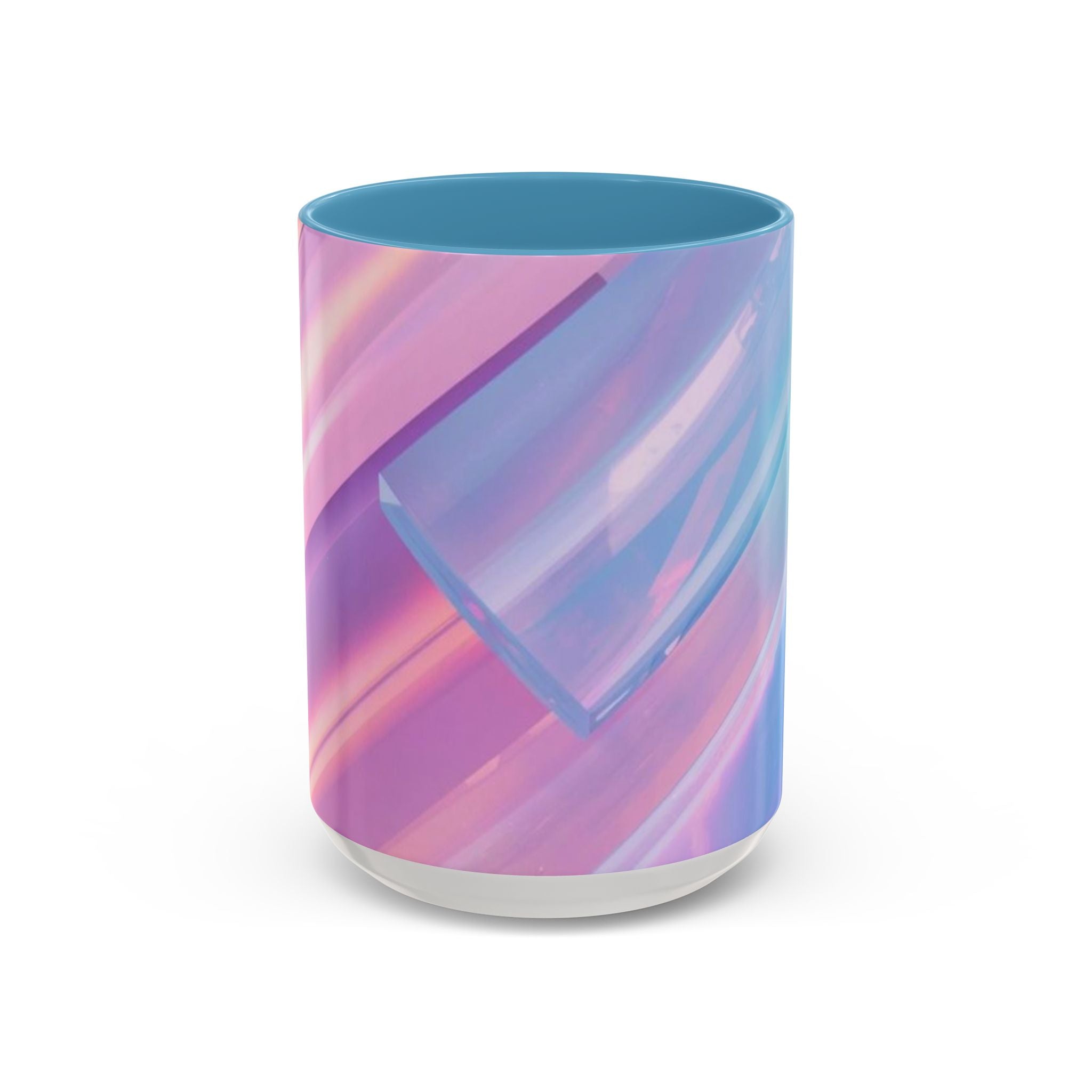 Pastel Swirl Accent Coffee Mug — Iridescent Pink & Blue 11/15oz