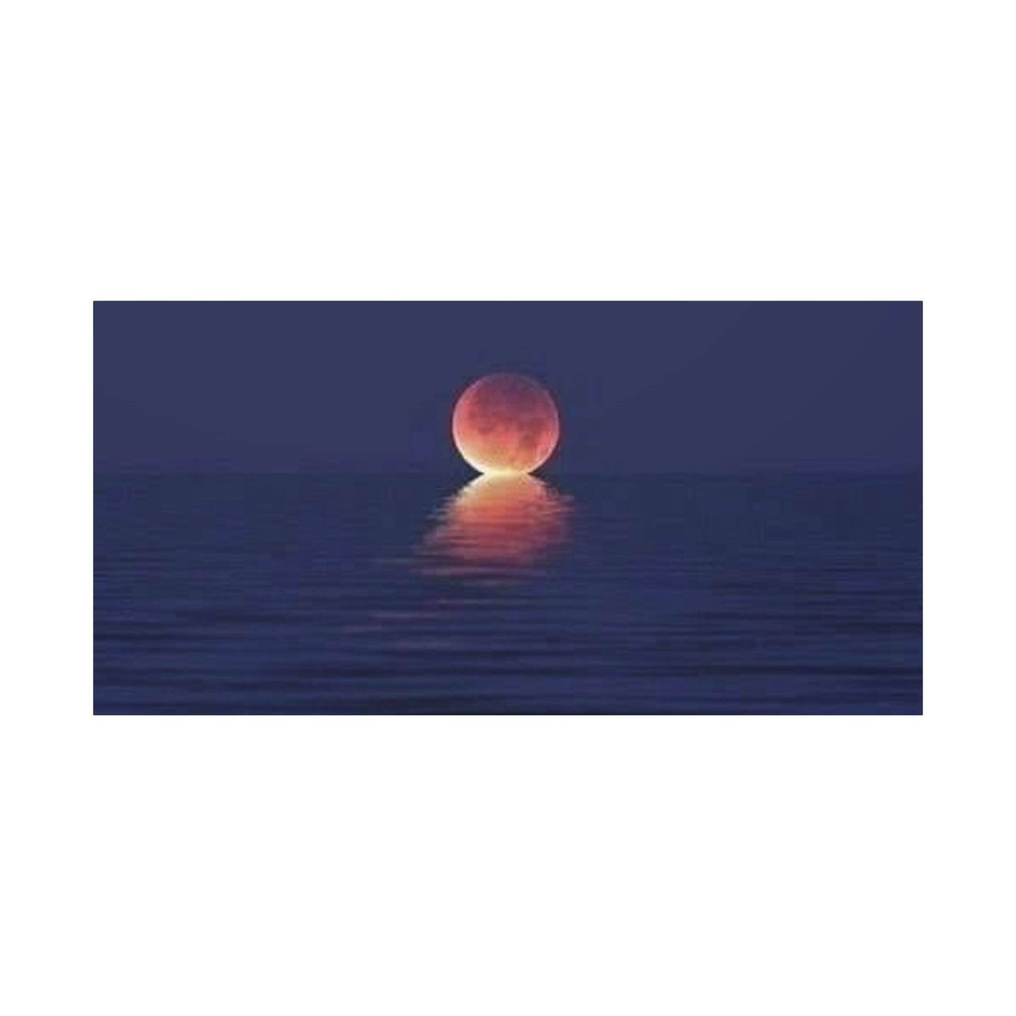 Lunar Reflection Canvas Art — Moonrise Over Calm Sea Stretched Matte Wall Art