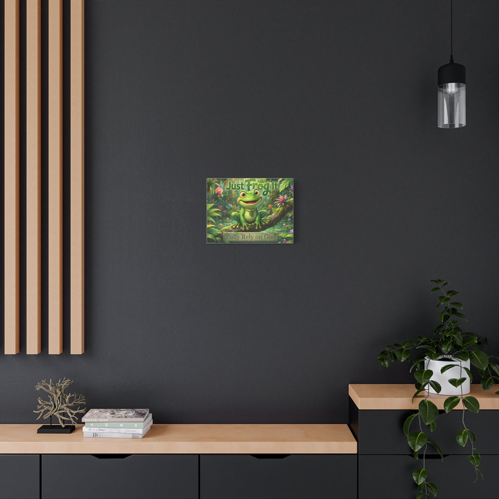 Just Frog It Canvas Wall Art — "Fully Rely on God" Inspirational Frog Print