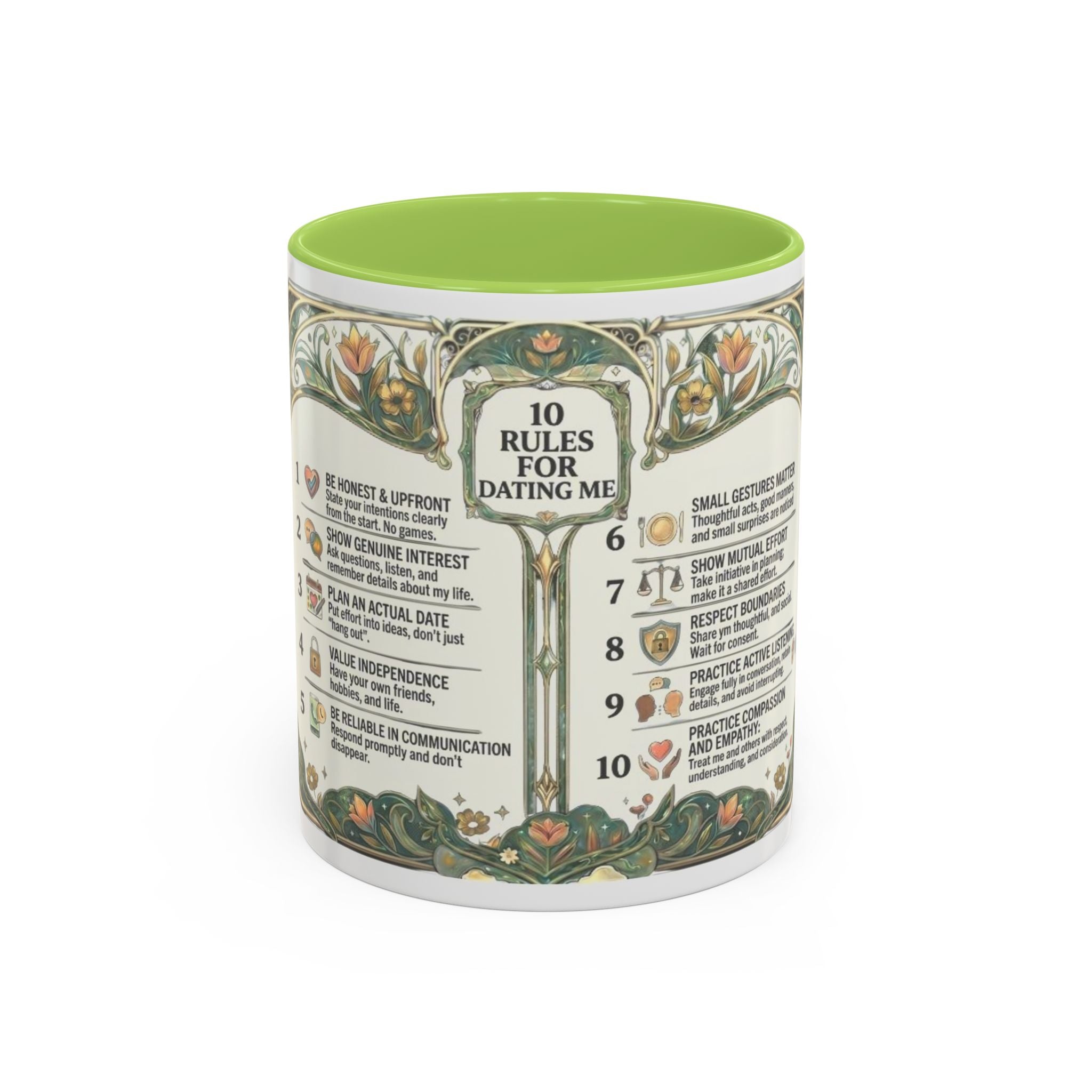Accent Mug — '10 Rules for Dating Me' Decorative Coffee Cup