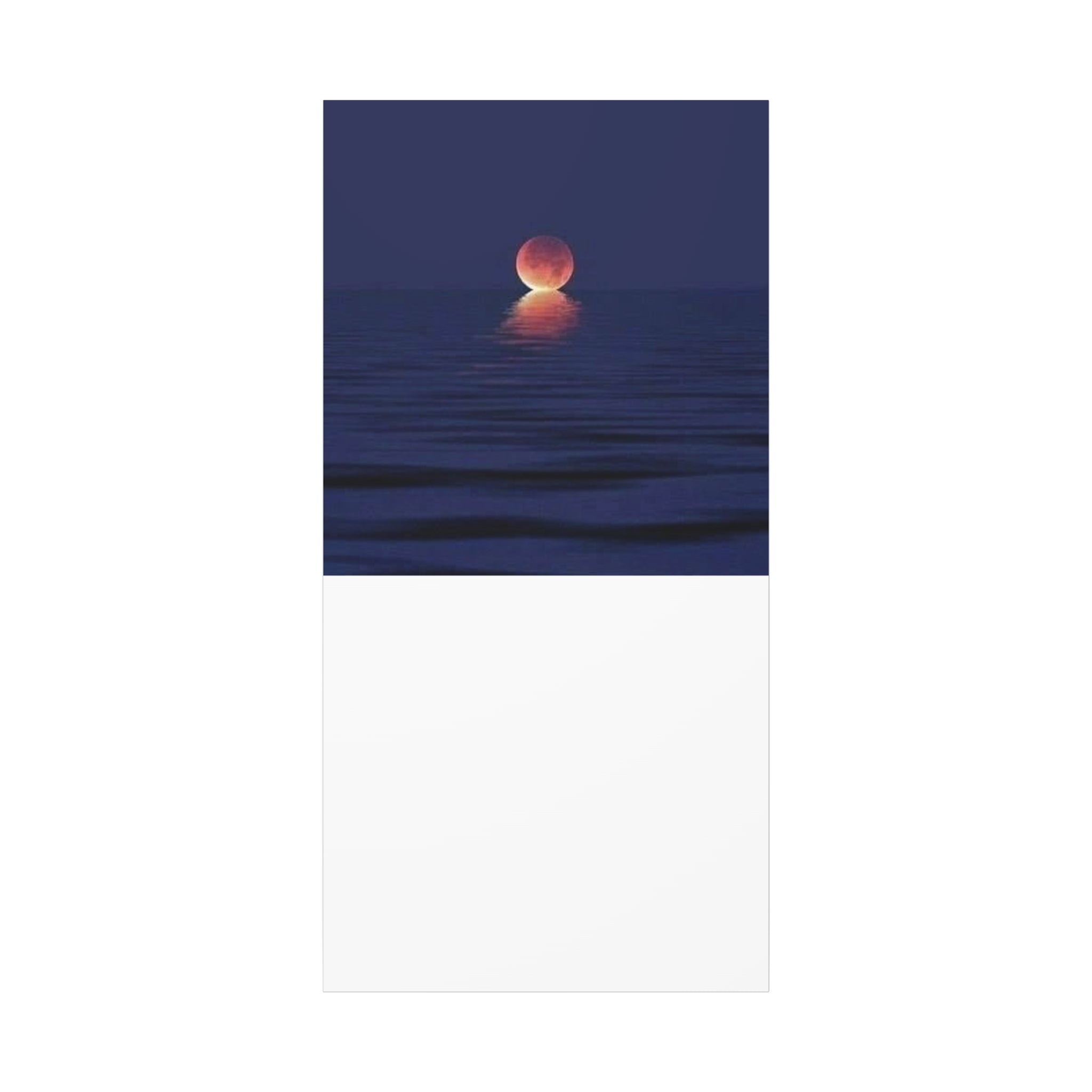 Lunar Reflection Canvas Art — Moonrise Over Calm Sea Stretched Matte Wall Art