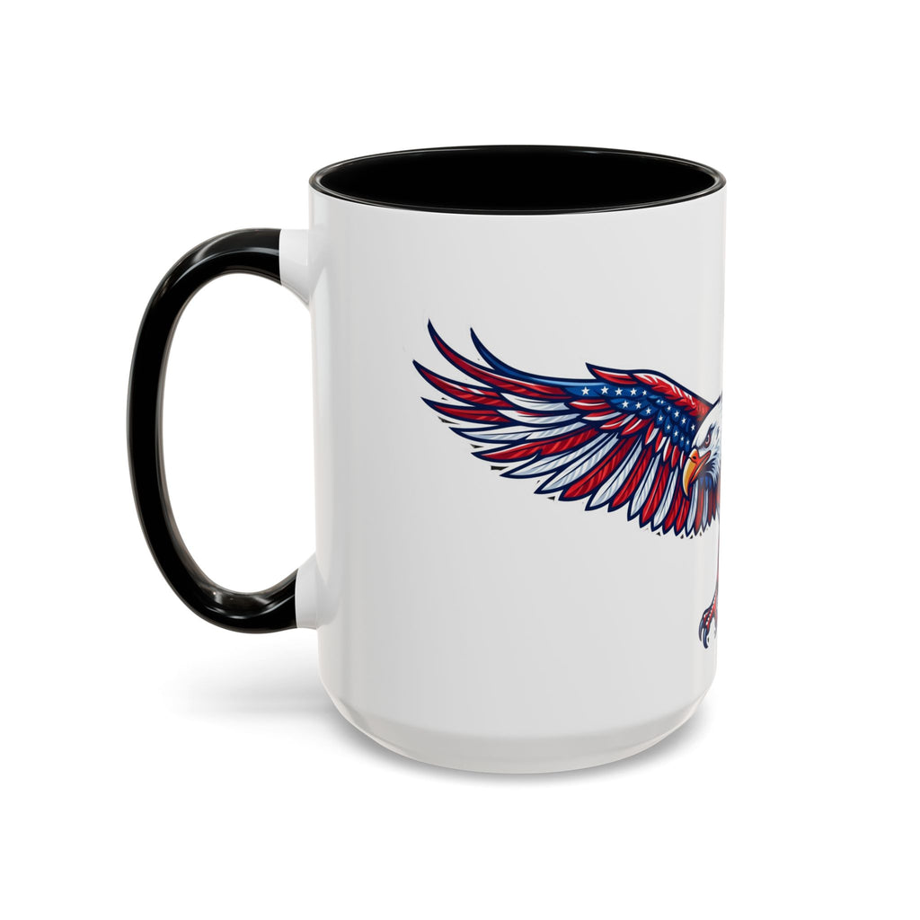 Patriotic Eagle Accent Coffee Mug — Red White & Blue Flying Eagle (11/15oz)