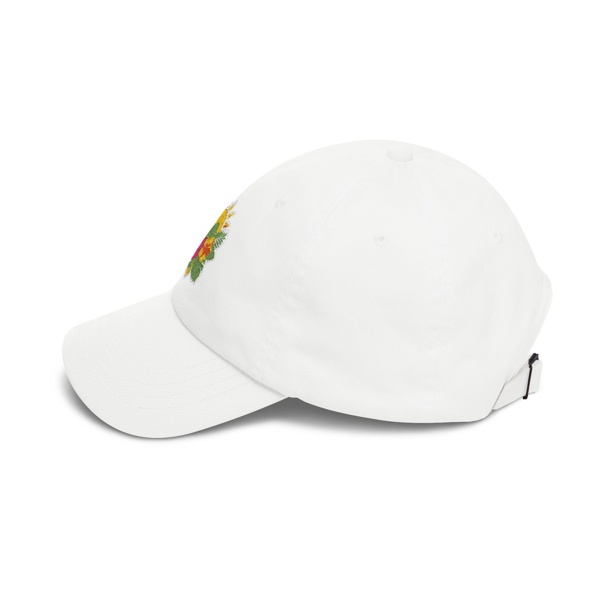 Floral Sunburst Dad Cap — Embroidered Sun & Hibiscus Baseball Hat
