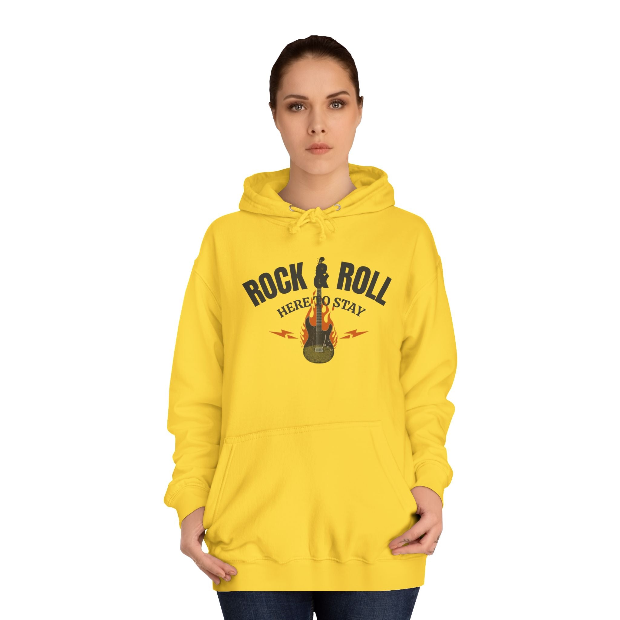 Rock & Roll Flame Guitar Hoodie — Vintage Music College Sweatshirt