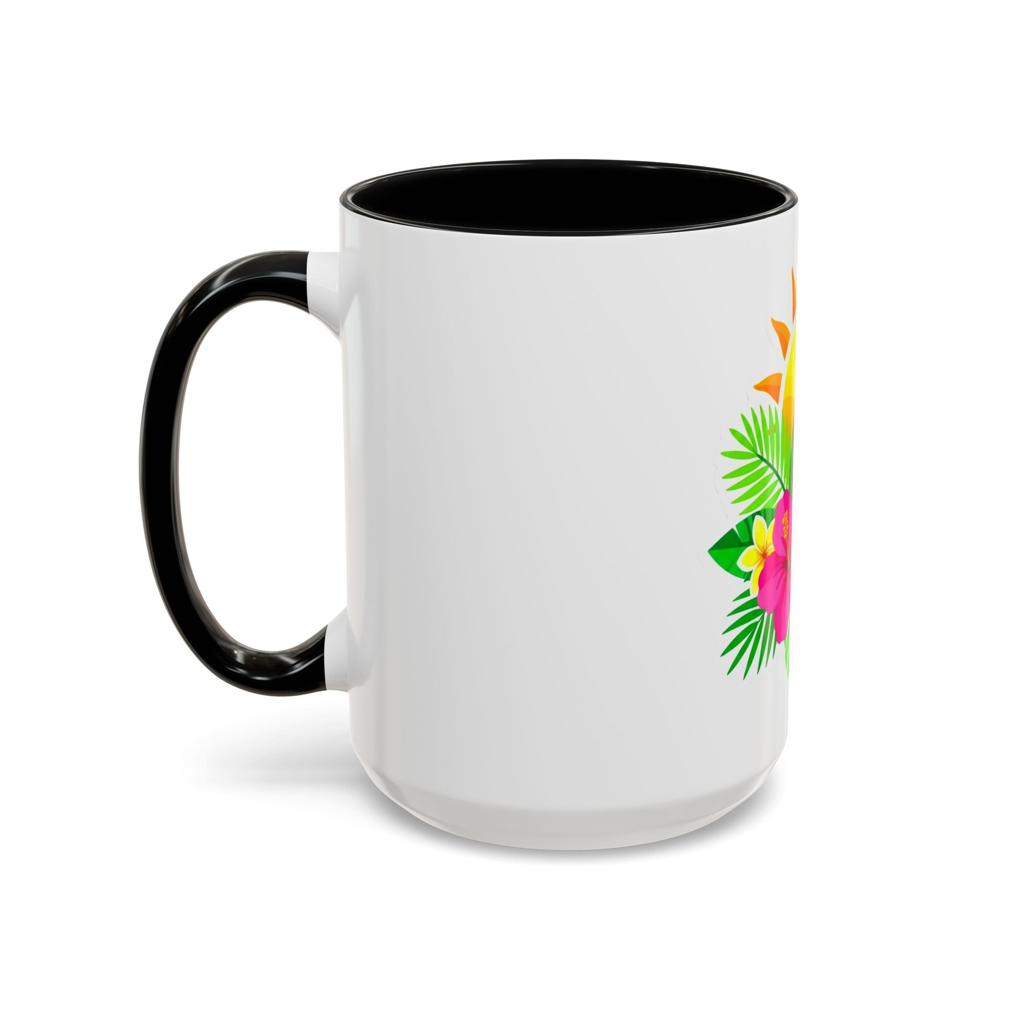 Tropical Sunrise Coffee Mug — Hibiscus Floral Travel Coffee Cup (11/15oz)