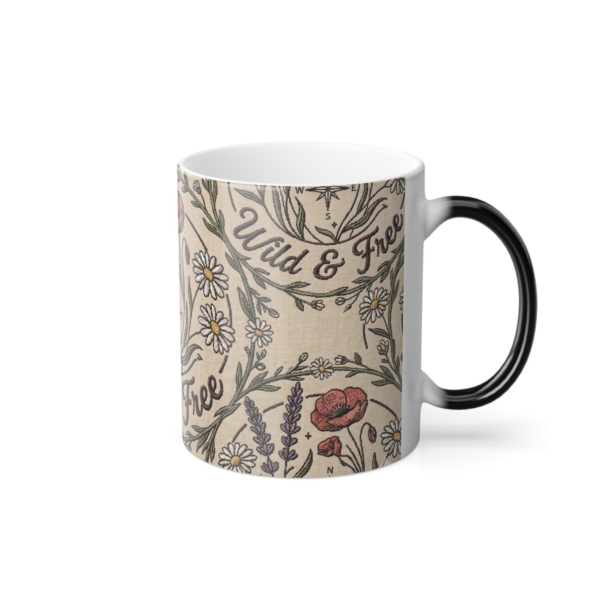 Color-Changing Mug — "Wild & Free" Floral Compass 11oz