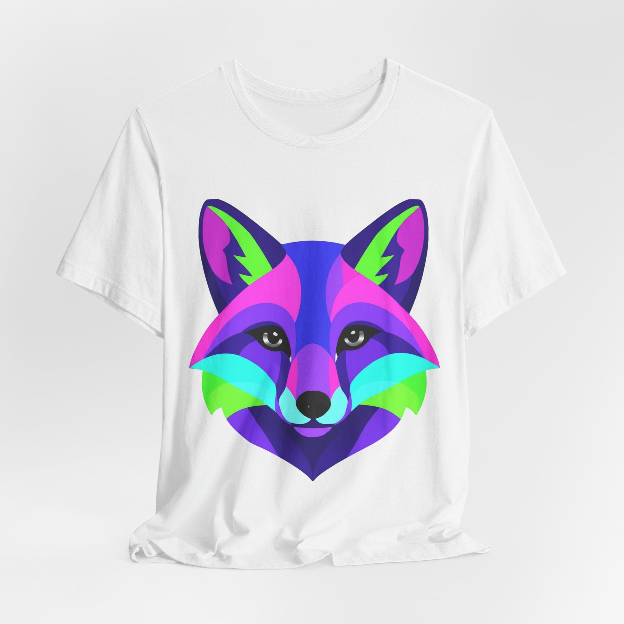 Colorful Neon Fox T-Shirt — Vibrant Geometric Fox Tee for Animal Lovers